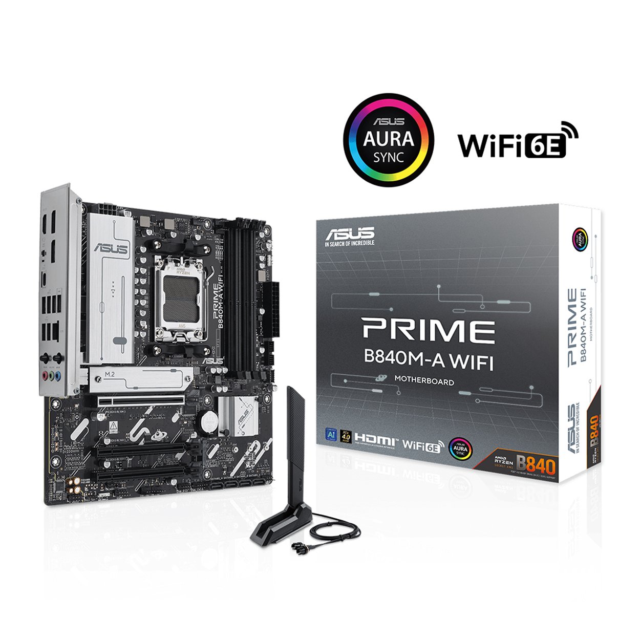 ASUS PRIME B840M-K AMD B840 AM5 DDR5 8000 2xM2 USB3.2 AURA RGB 2.5Gbit LAN mATX