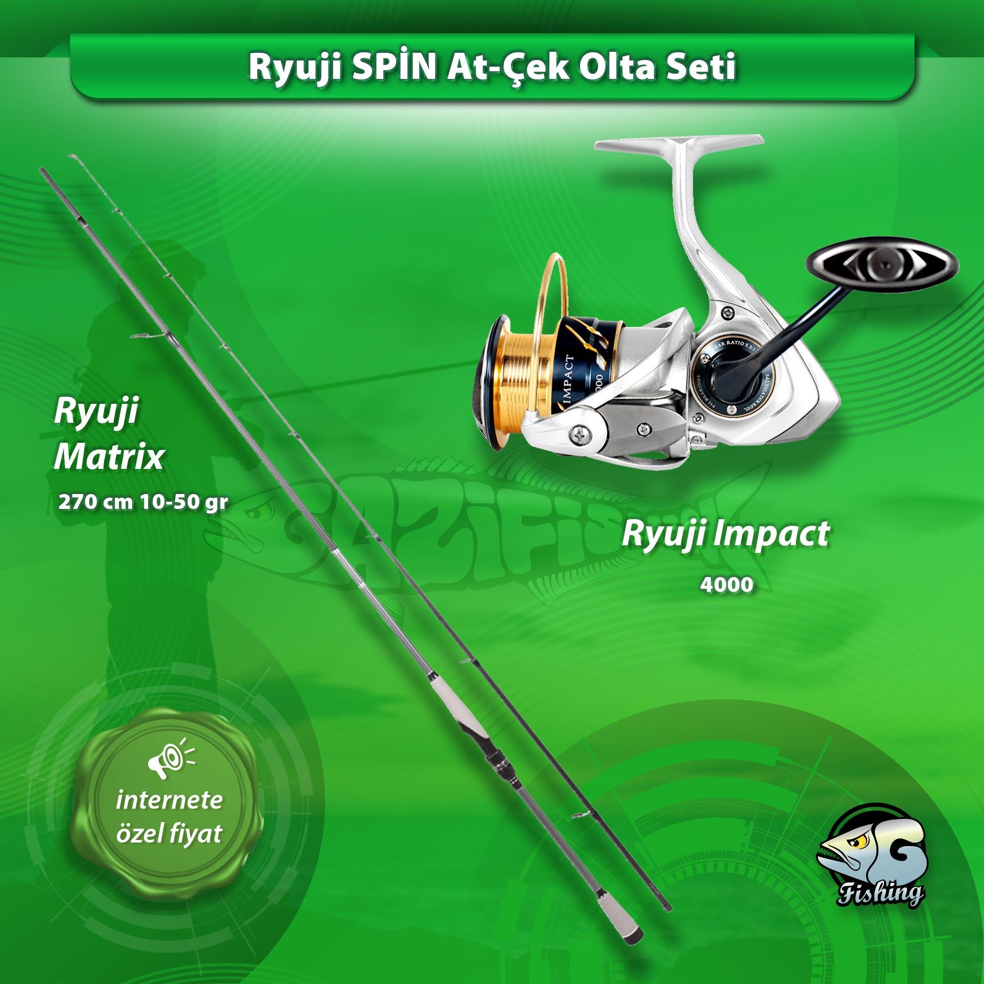 Ryuji matrix 2.70 10 - 50 + Ryuji Impact 4000 Spin At Çek Olta Seti