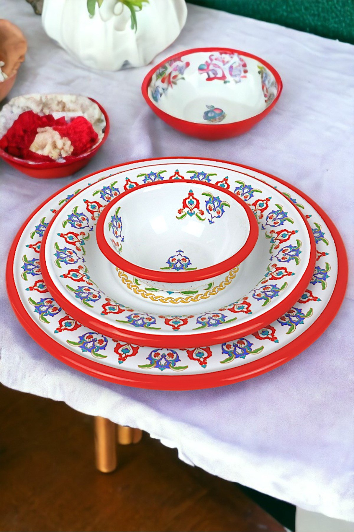 13-24-30 No 3'lü Emaye Yemek Tabağı, Tabak Servis, Yemek, Kamp Piknik, Çeyiz, Hediye