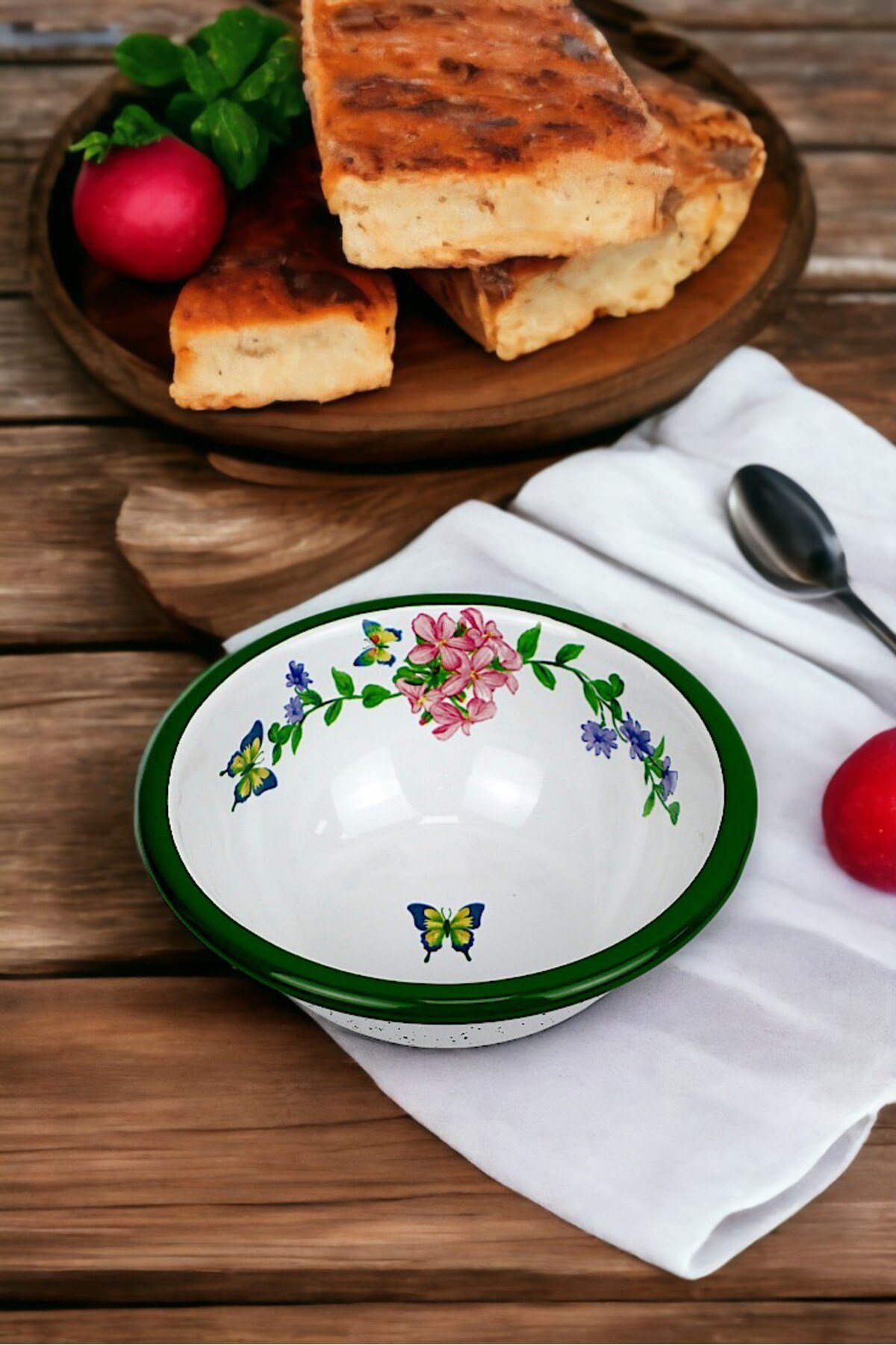 13 No Emaye Kase,  Tabak, Çeyiz, Çukur Tabak, Çorba Kase, Mama Tabağı 13 Cm