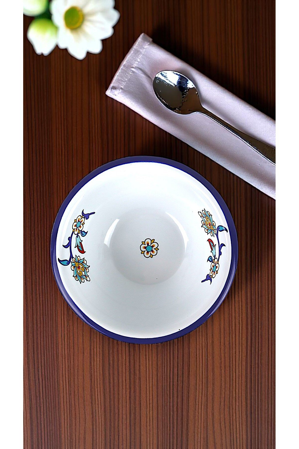 13 No Emaye Kase, Tabak, Çeyiz, Çukur Tabak, Çorba Kase, Mama Tabağı 13 Cm