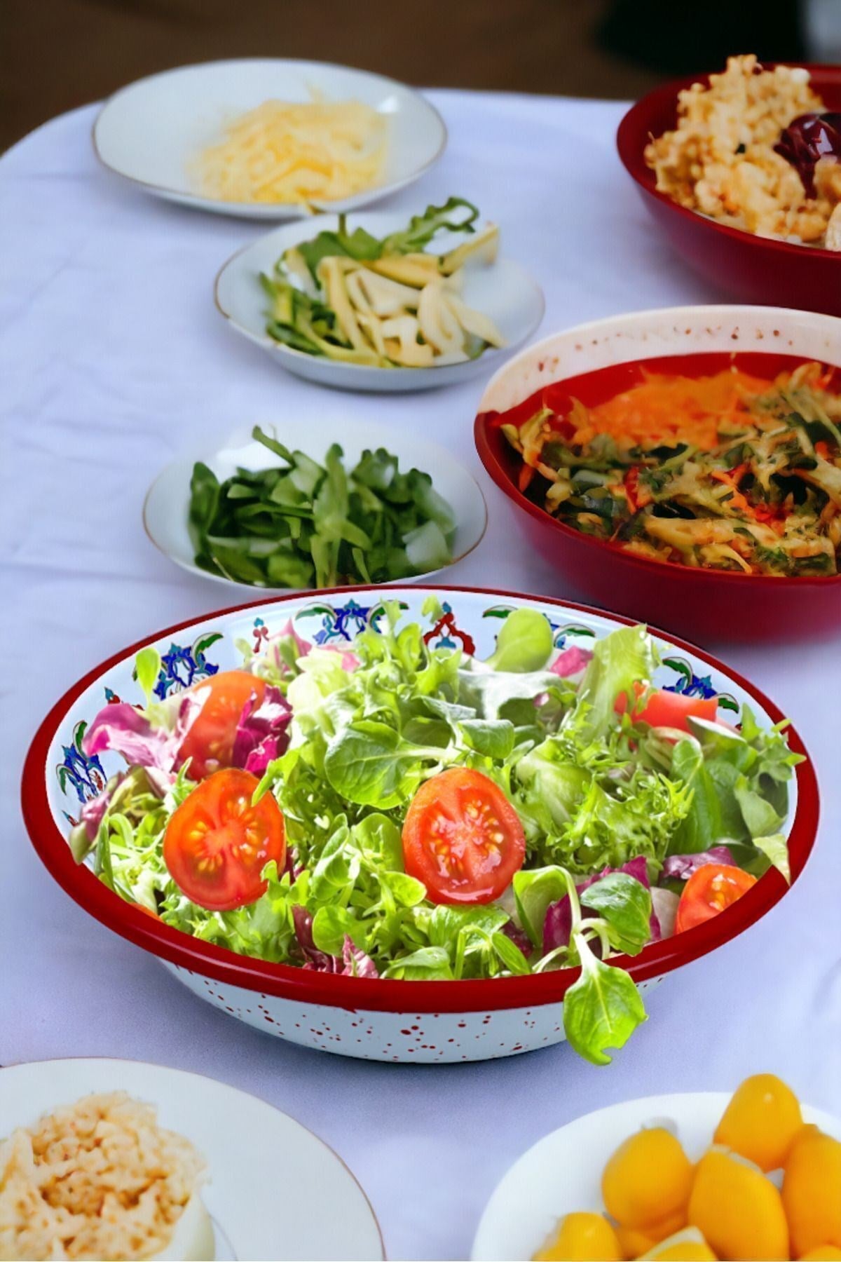 20 Cm Emaye Kase Tabak, Çukur Tabak, Salata Tabak, Cips Tabak