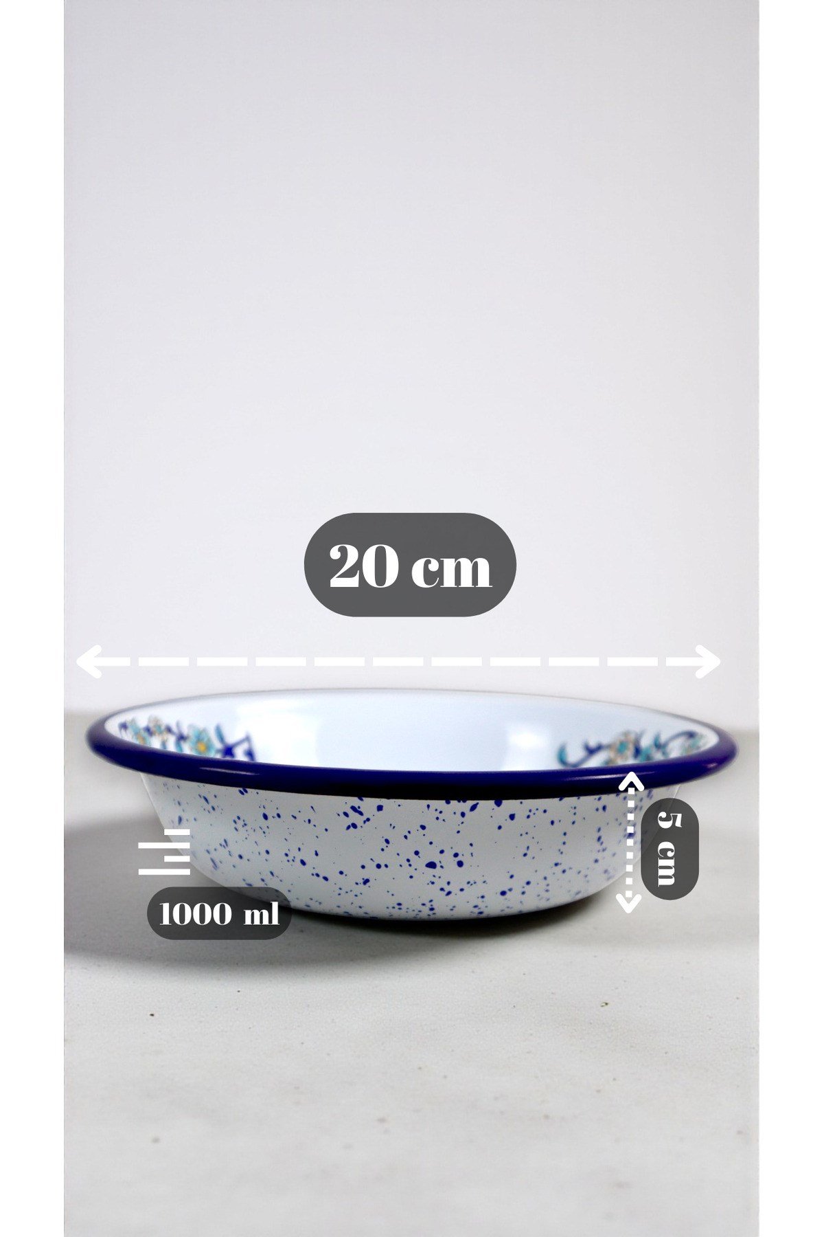20 Cm Emaye Kase Tabak, Çukur Tabak, Salata Tabak, Cips Tabak