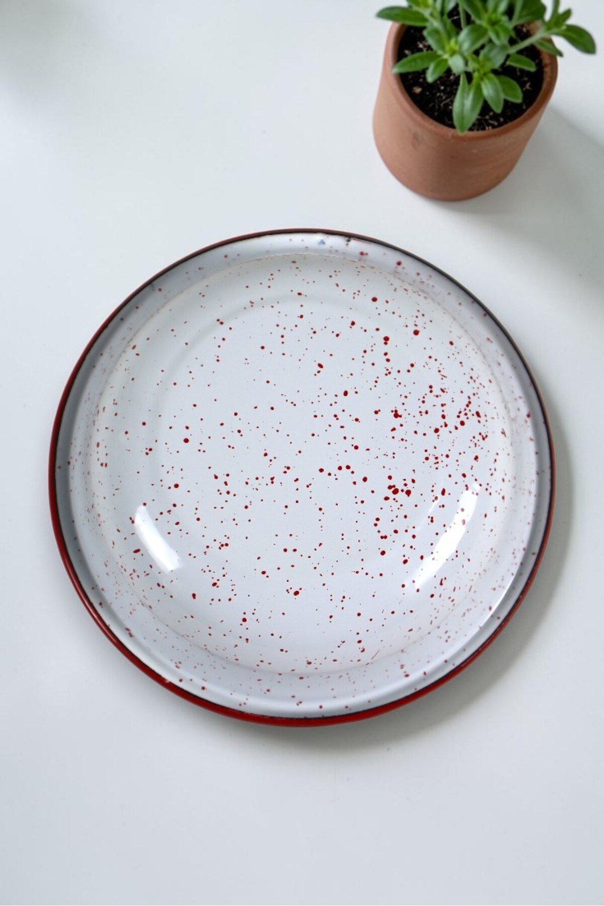 20 Cm Emaye Kase Tabak, Çukur Tabak, Salata Tabak, Cips Tabak