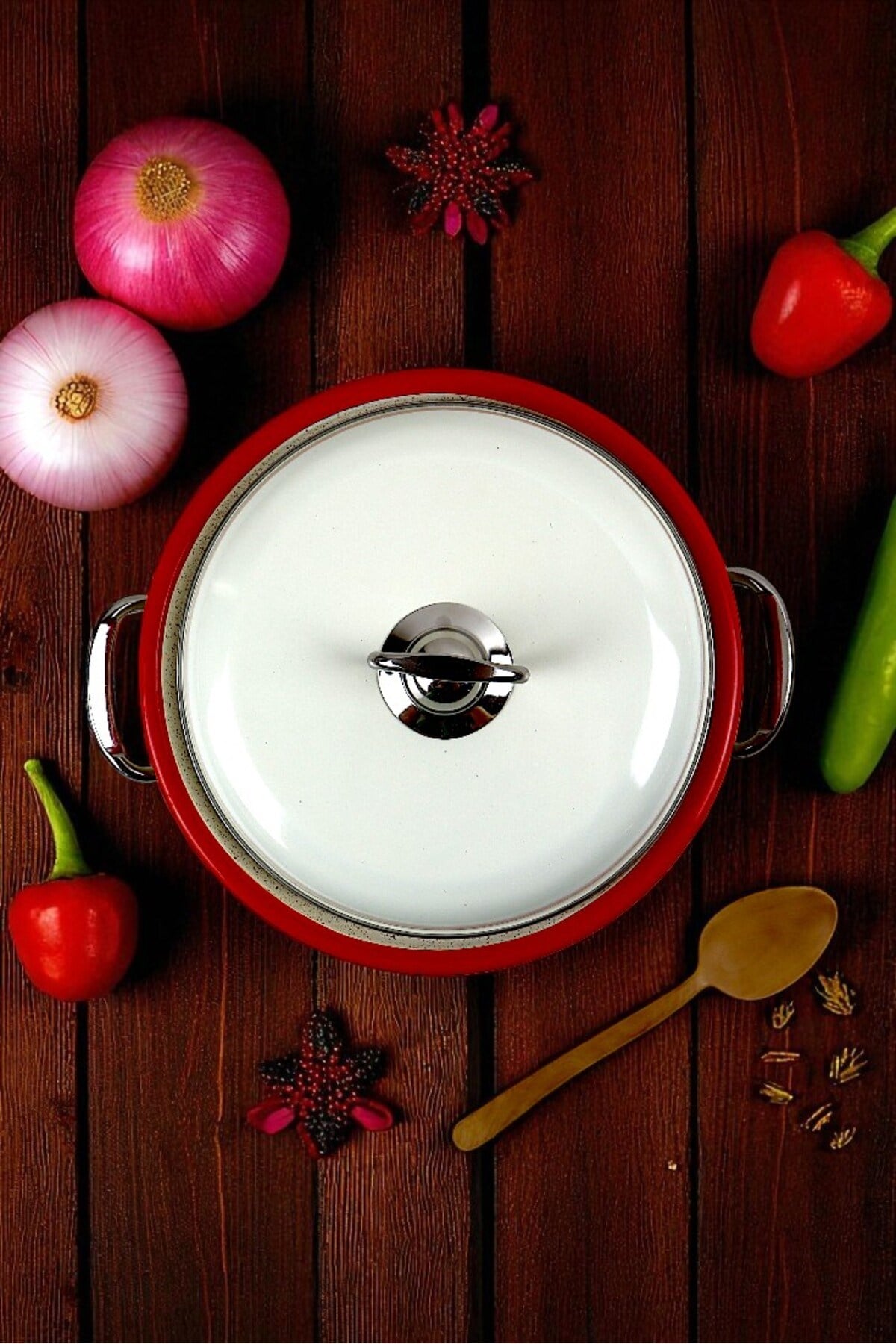 22 No 3L Emaye Tencere, Servis, Yemek Kamp, Piknik, Çeyiz