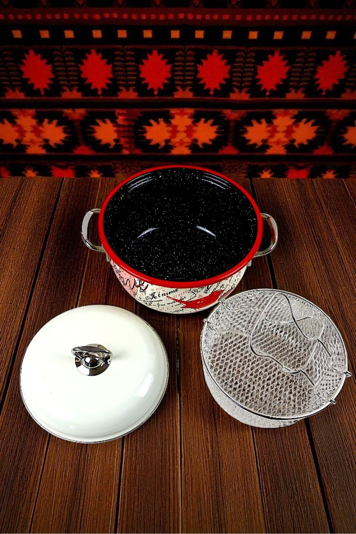 22 No 3L Emaye Tencere&Fritöz, Servis, Yemek Kamp, Piknik, Çeyiz