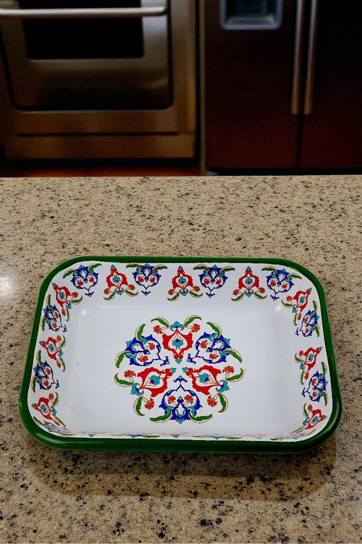 22 No Emaye Dörtgen Tabak Meze Kahvaltılık Kamp Piknik