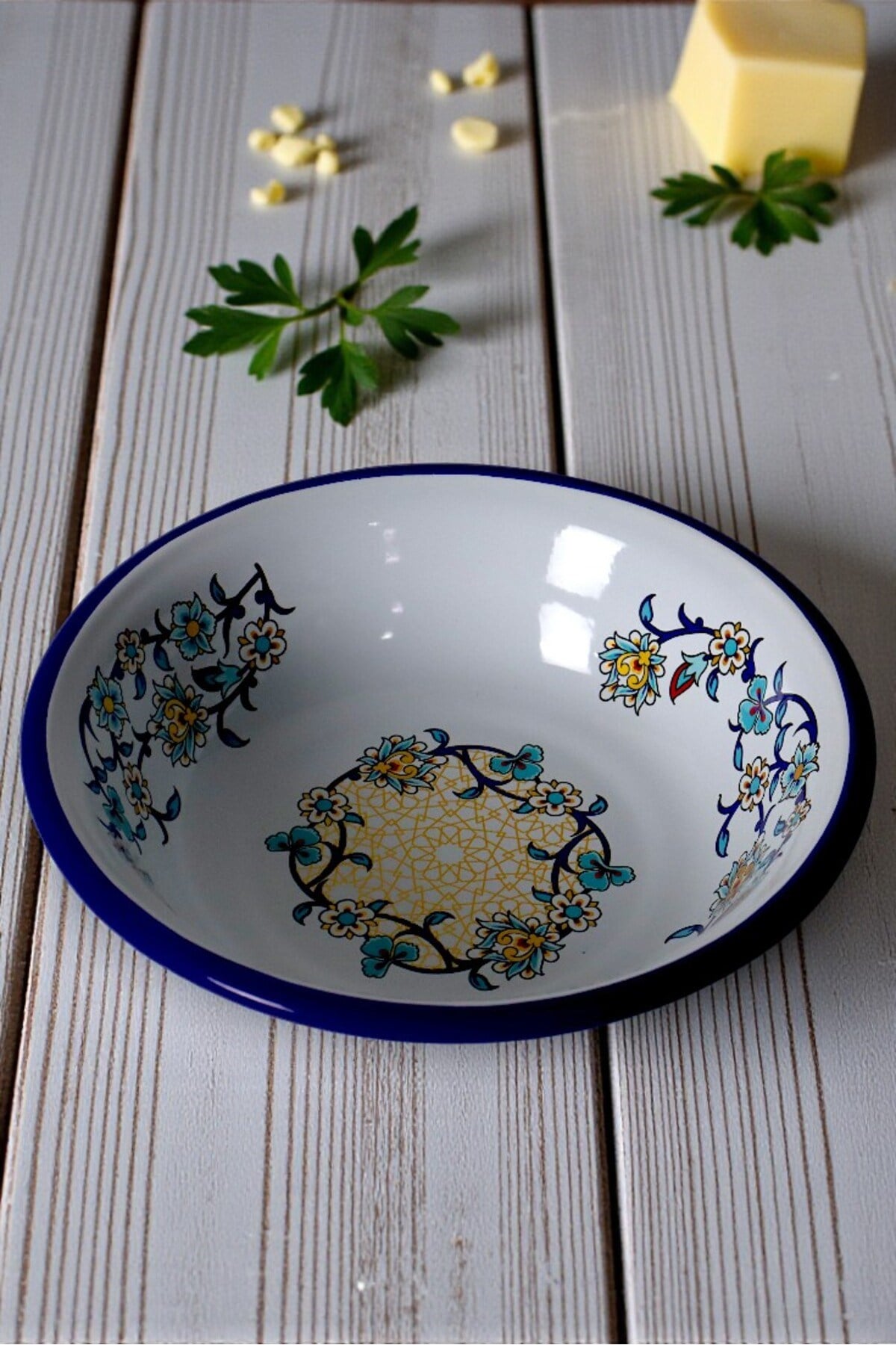 24 Cm Emaye Kase , Çukur Tabak, Salata Tabak, Cips Tabak
