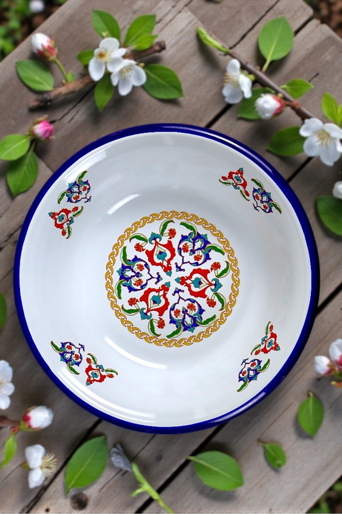 24 Cm Emaye Kase Tabak, Çukur Tabak, Salata Tabak, Cips Tabak