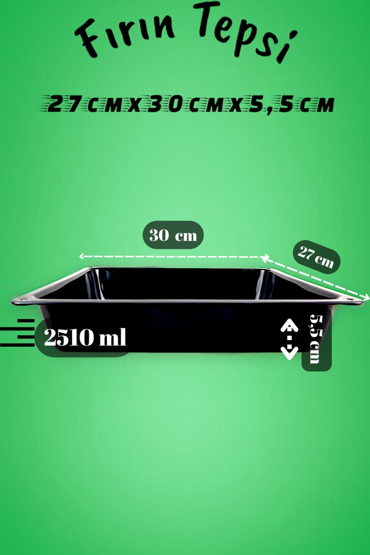 27 30 5,5 No Emaye Fırın Tepsi Dikdörtgen Tepsi 30 Cm