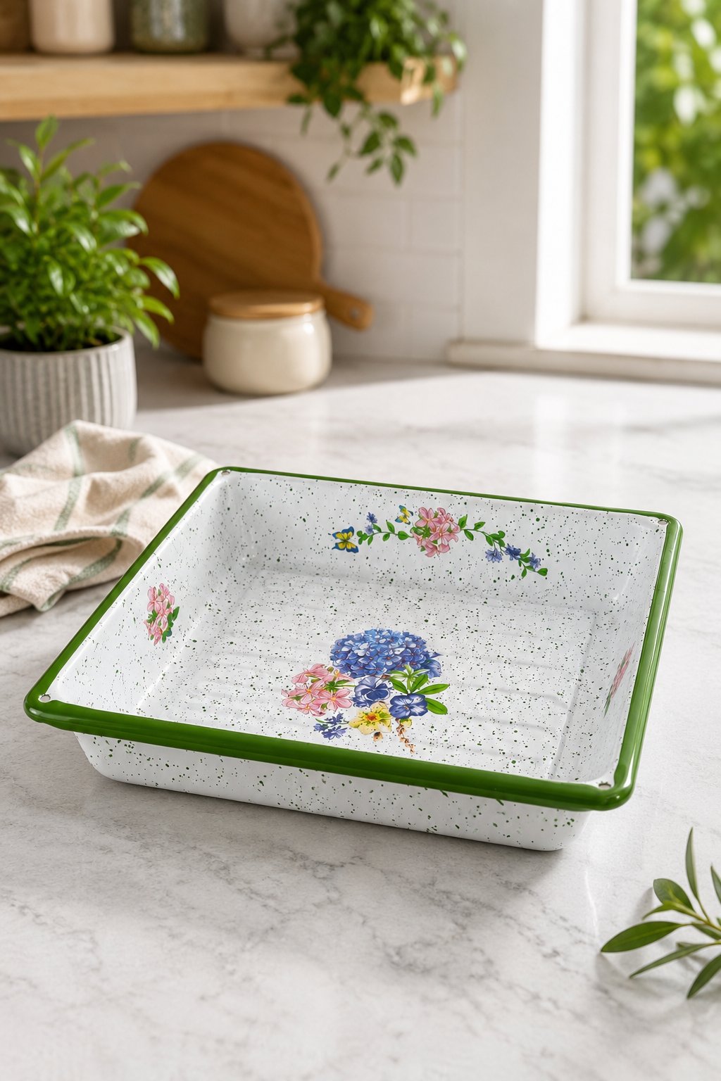 27x30x5,5Cm 30 No Emaye Fırın Tepsi Dikdörtgen Tepsi 30 Cm