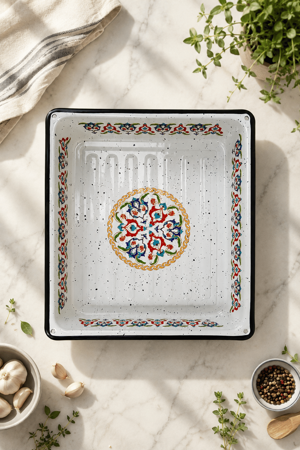 27x30x5,5Cm 30 No Emaye Fırın Tepsi Dikdörtgen Tepsi 30 Cm