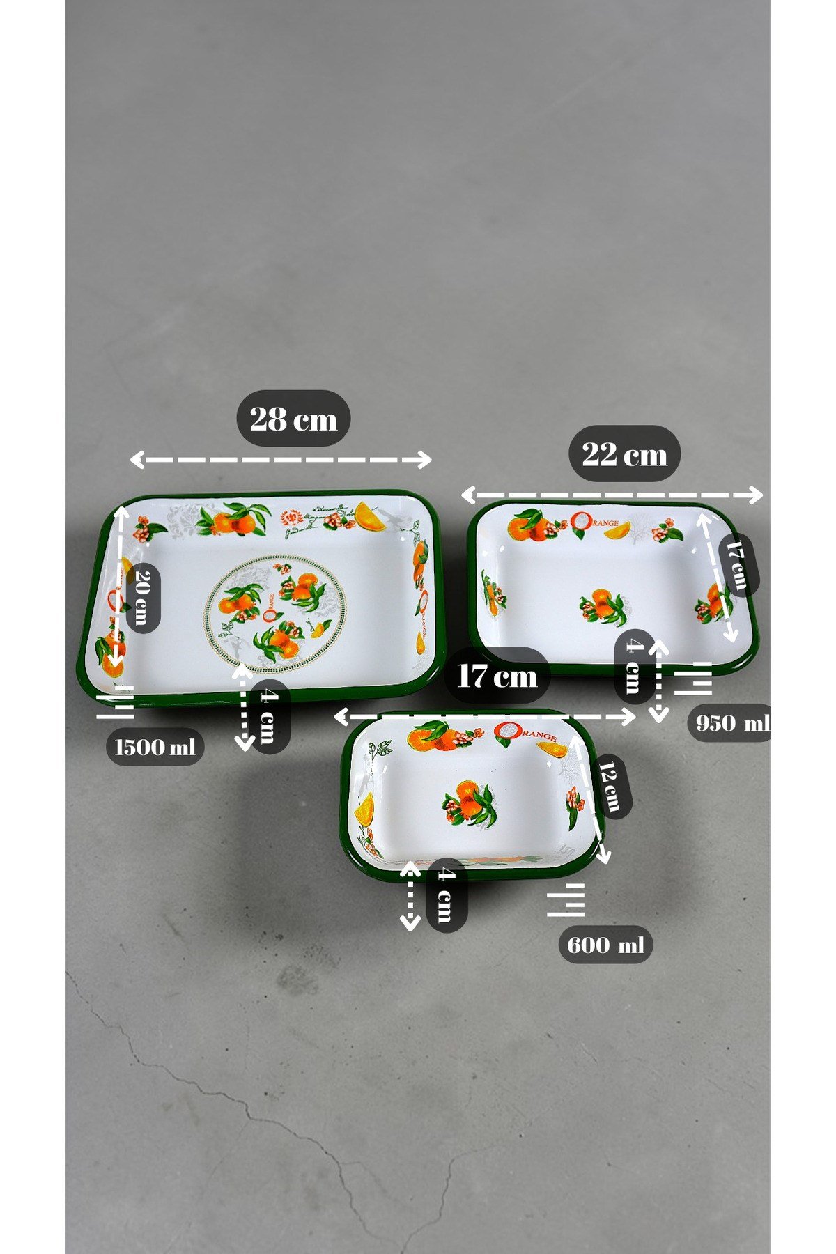 28-22-13 No Emaye Dörtgen Tabak Meze Kahvaltılık Kamp Piknik