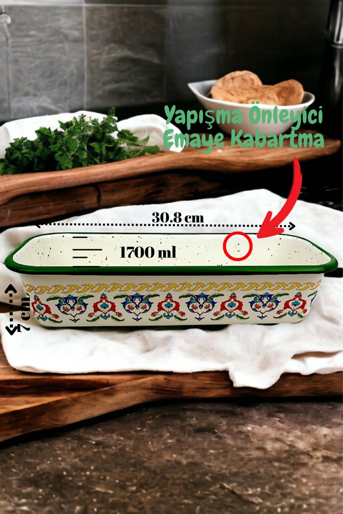 30/13 Emaye Baton Kek Ekmek Kalıbı 1,7Lt Fırın, Pişirme, Pasta, Çeyiz,