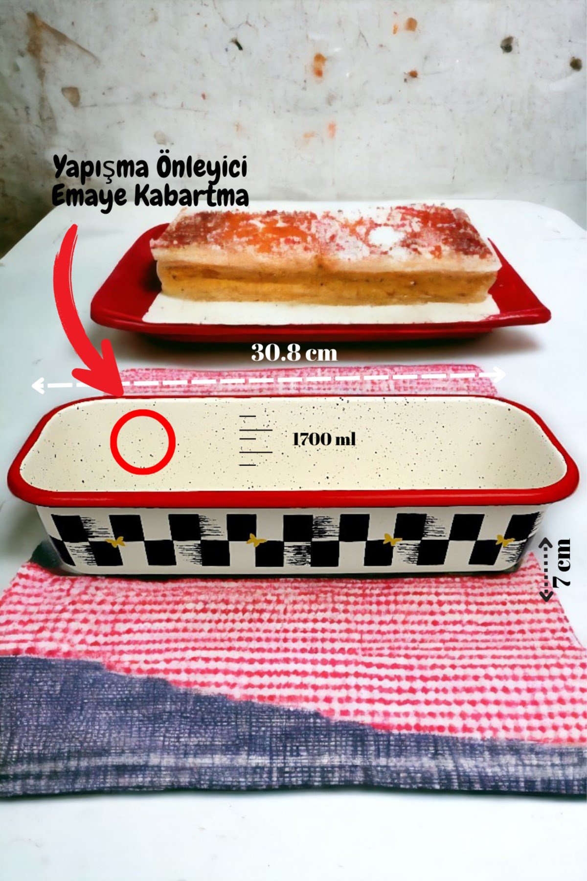 30/13 Emaye Baton Kek Ekmek Kalıbı 1,7Lt Fırın, Pişirme, Pasta, Çeyiz,