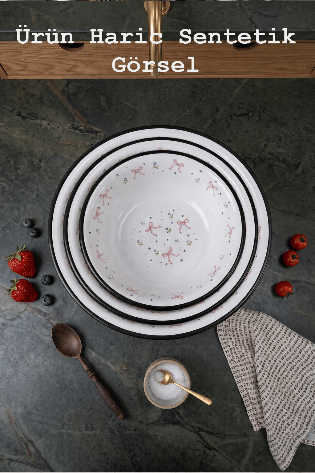 32 Cm-36 Cm-40 Cm 3 Lü Emaye Leğen Çırpma Ve Karıştırma Kabı, Hamur Leğeni,Meyvelik, Çeyiz, Hediye,
