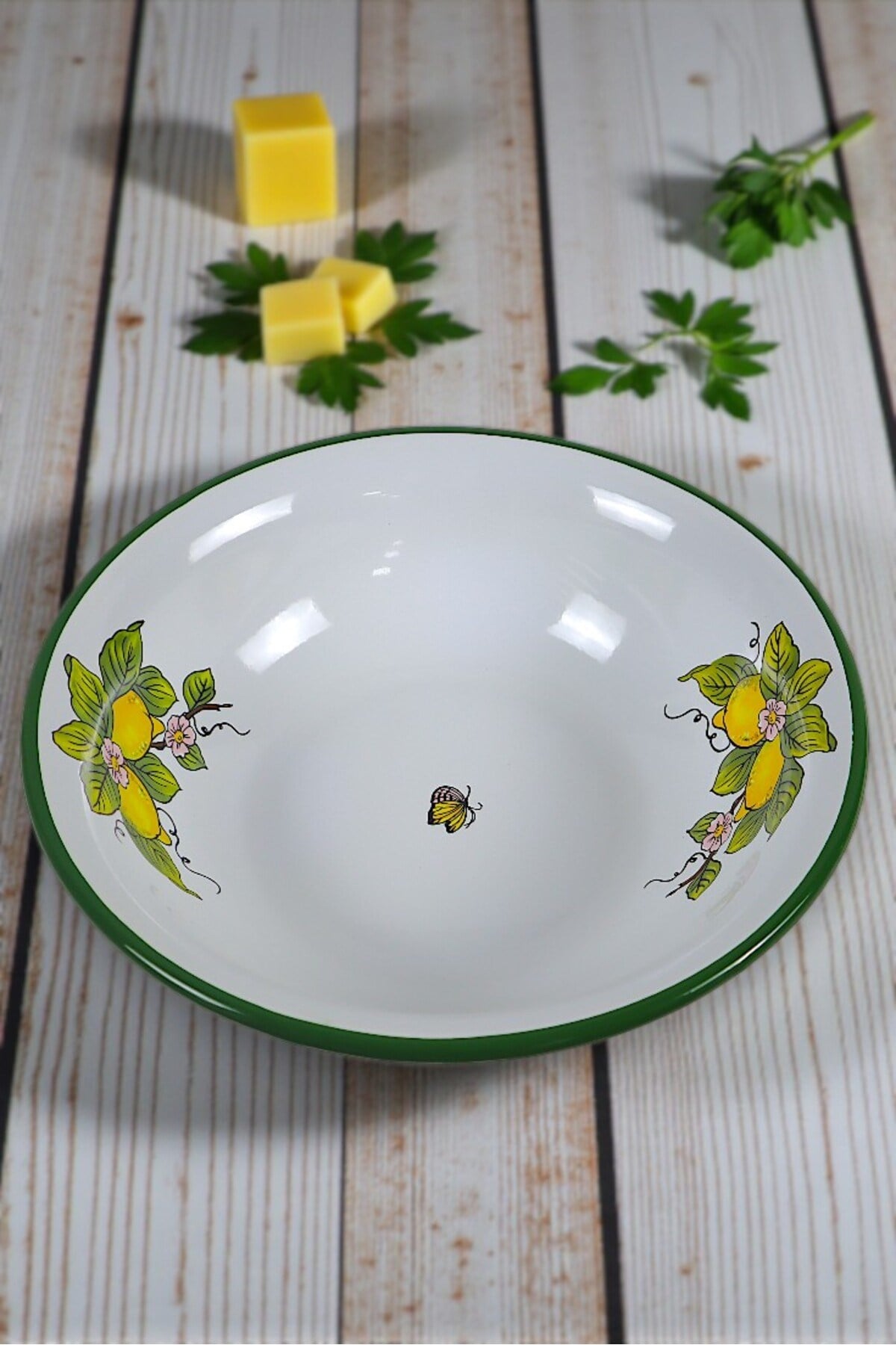 32 Cm Emaye Kase , Çukur Tabak, Salata Tabak, Cips Tabak