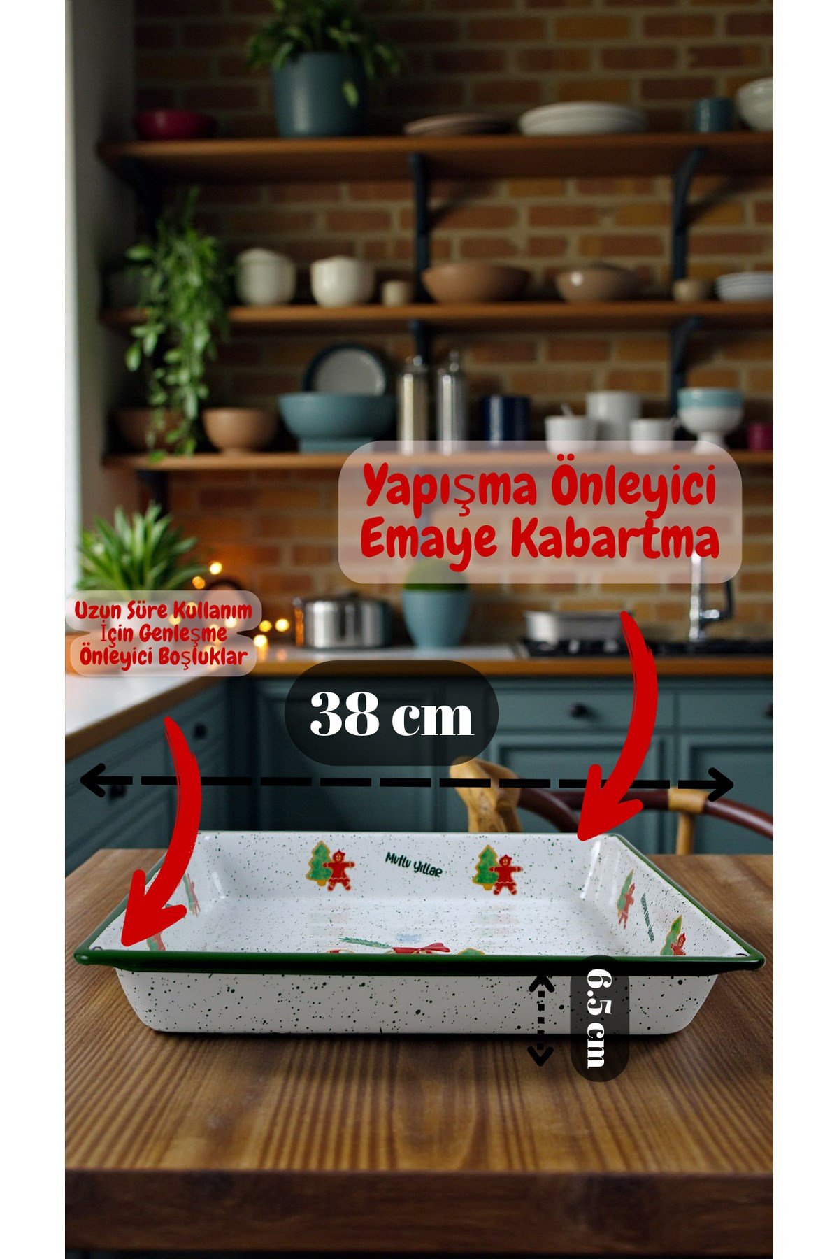 34x37 No Emaye Fırın Tepsi Dikdörtgen Tepsi 37 Cm