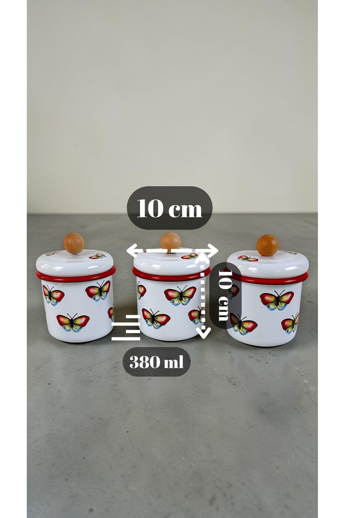 3'Lü Emaye Baharatlık Set 380Ml 6 Parça