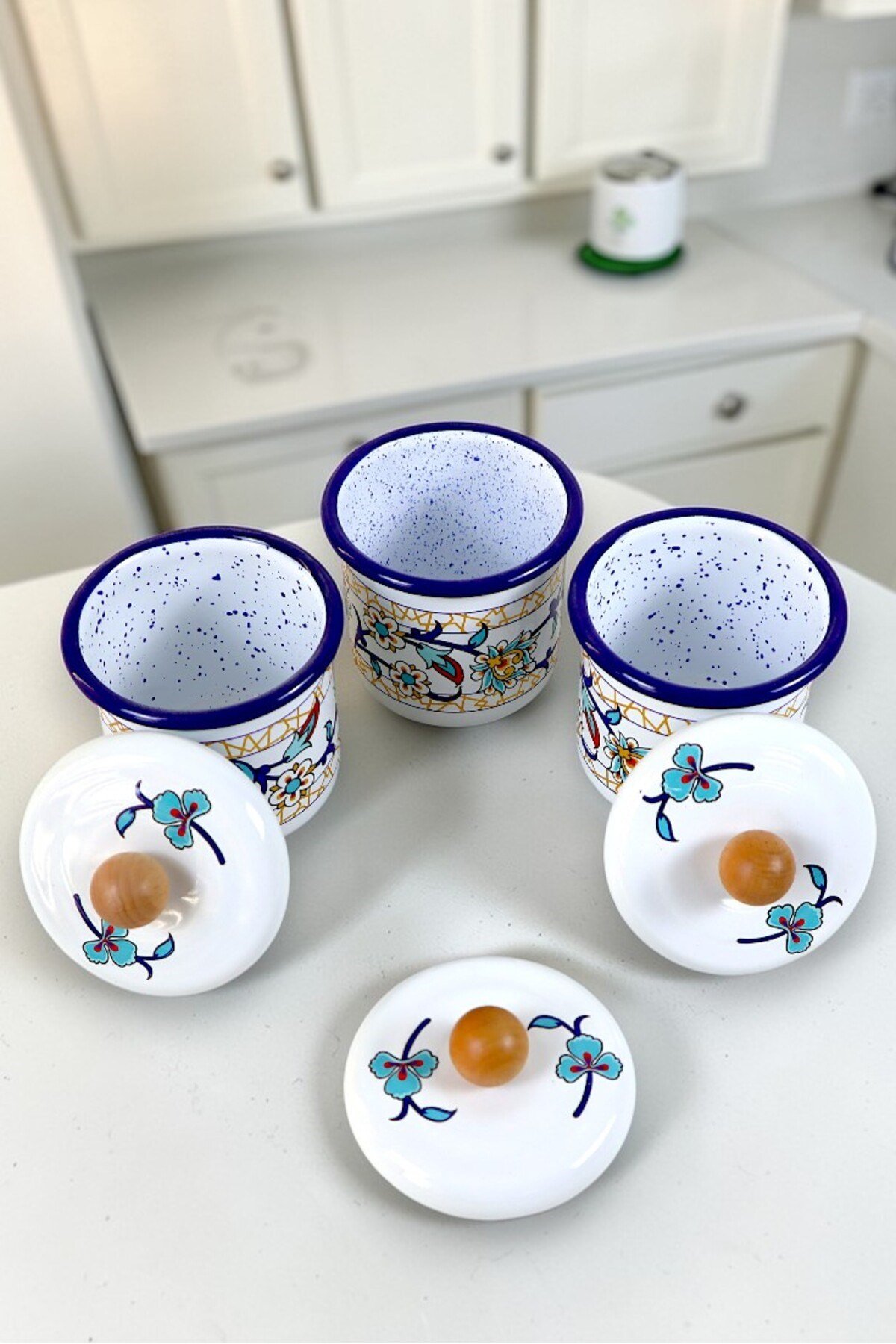 3'Lü Emaye Baharatlık Set 380Ml 6 Parça