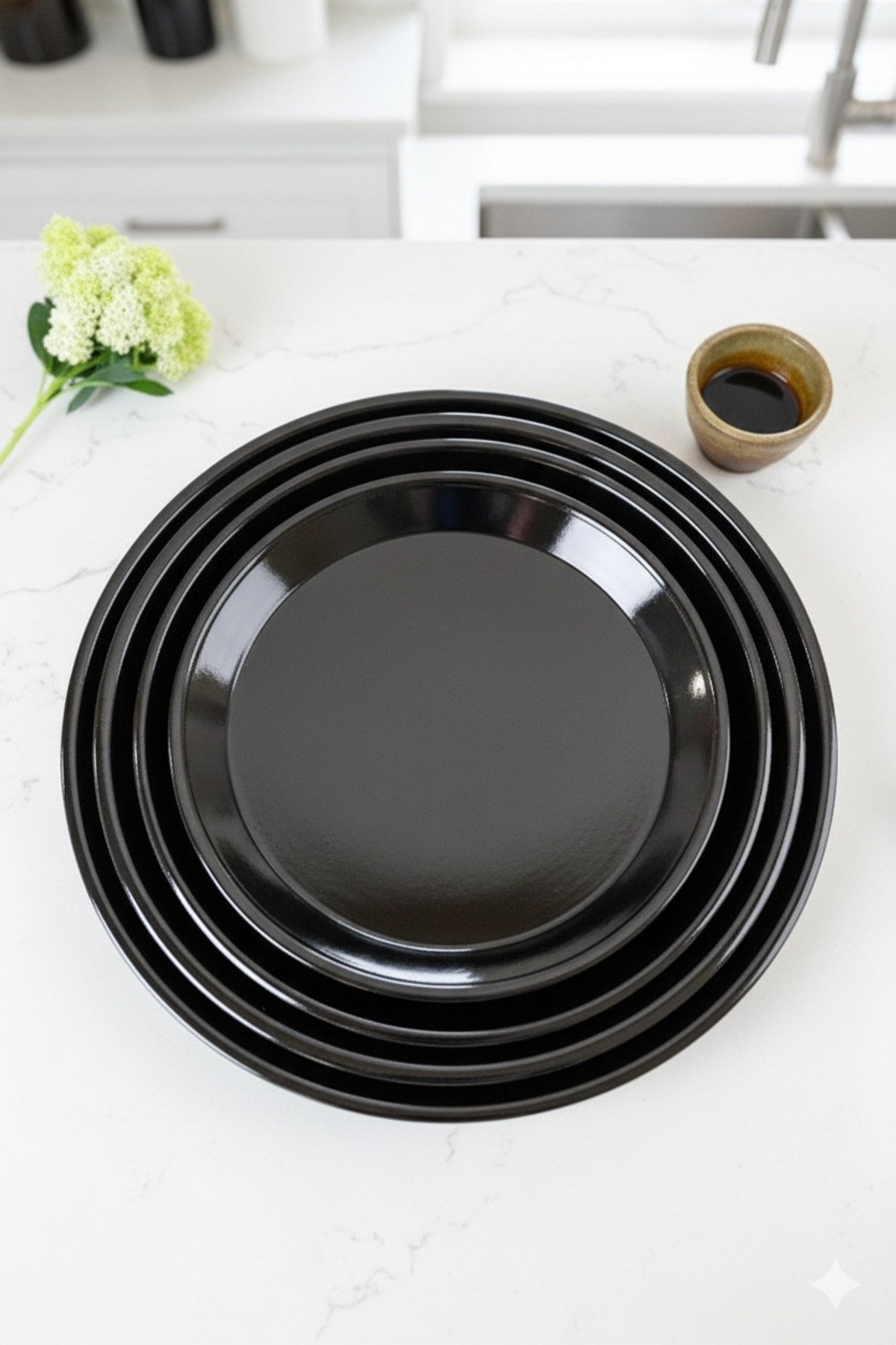 4 Parça30-34-38-42 No Emaye Fırın Tepsi Yuvarlak Tepsi ~30 cm~34 Cm~38 cm~41cm