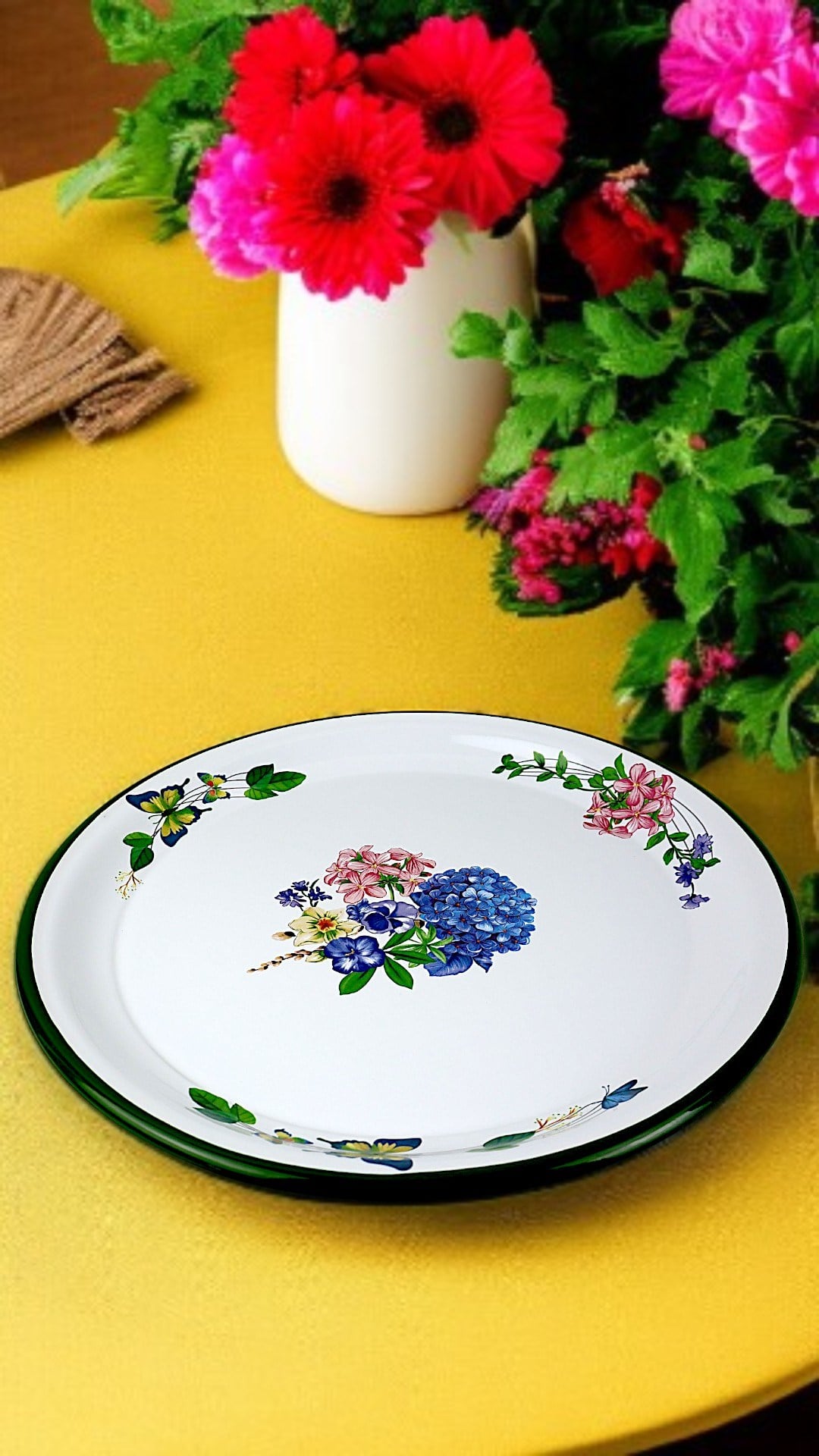 40 No Emaye Sini Sofra, Yemek Sunum Tepsi, Yer Sofrası Çinko ~38 Cm