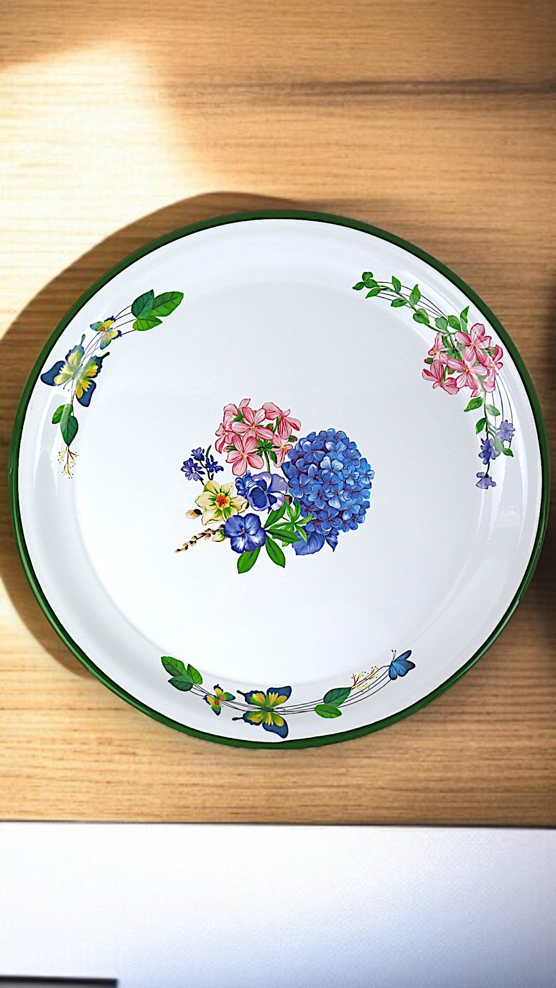 40 No Emaye Sini Sofra, Yemek Sunum Tepsi, Yer Sofrası Çinko ~38 Cm