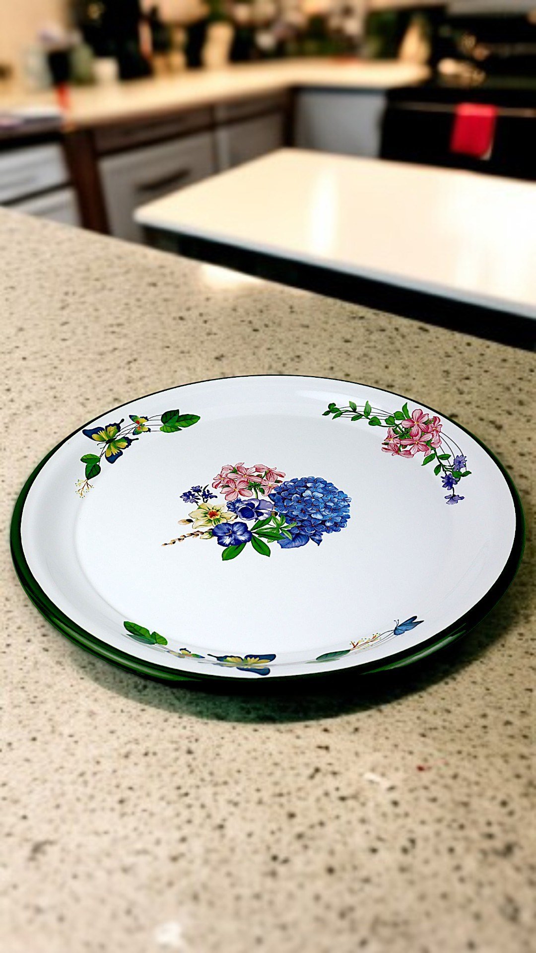 40 No Emaye Sini Sofra, Yemek Sunum Tepsi, Yer Sofrası Çinko ~38 Cm