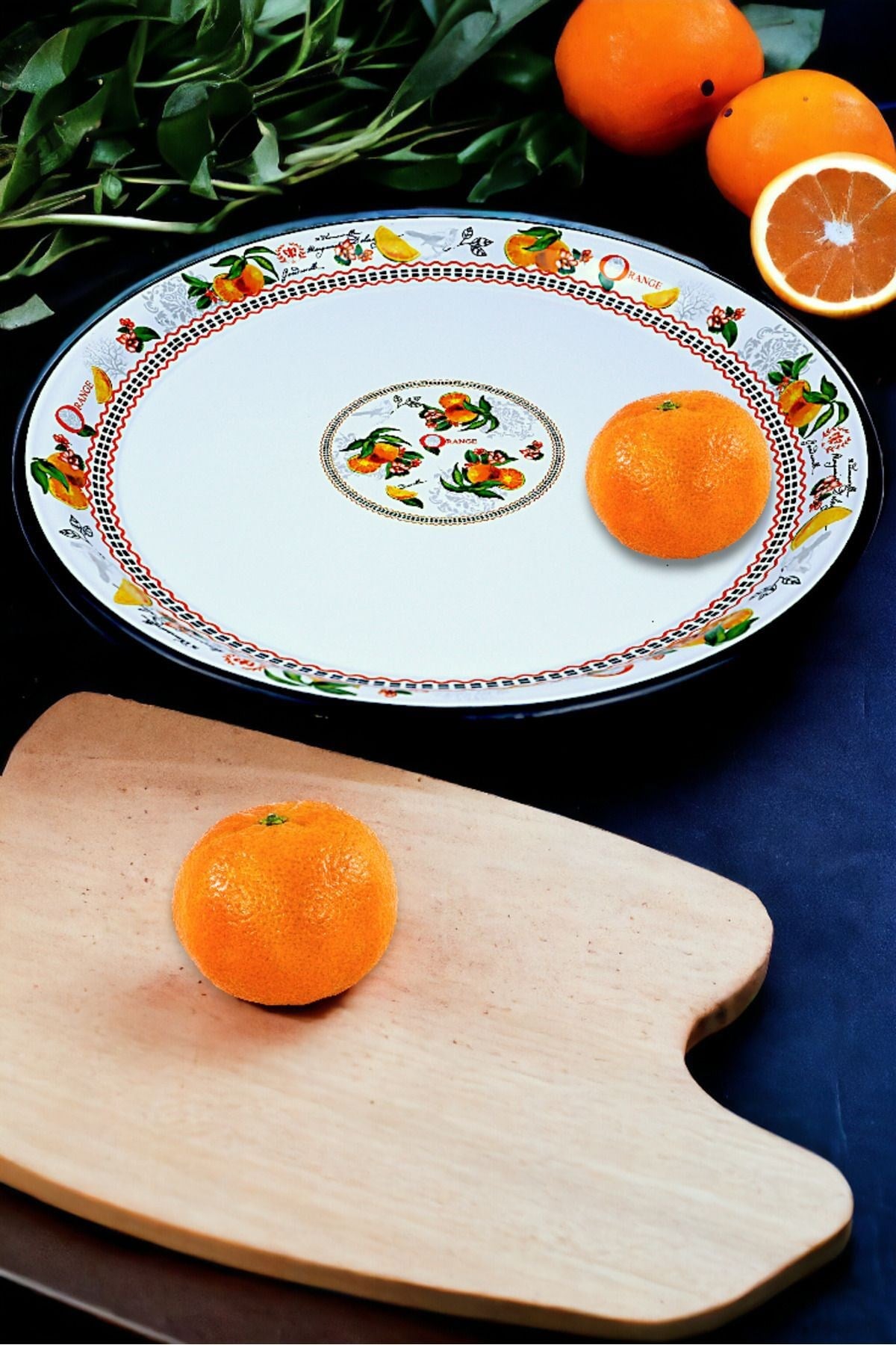 50 No Emaye Sini Sofra, Yemek Sunum Tepsi, Yer Sofrası Çinko ~48 Cm