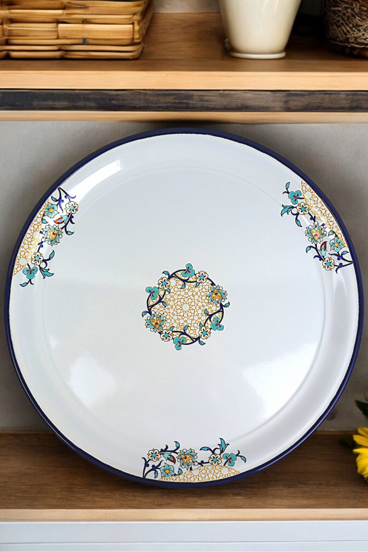 50 No Emaye Sini Sofra, Yemek Sunum Tepsi, Yer Sofrası Çinko ~48 Cm 1mm.KALIN ÜRÜN