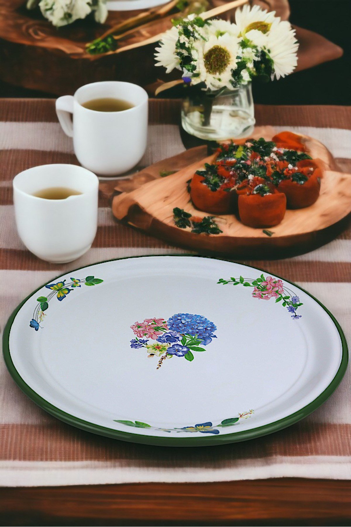 50 No Emaye Sini Sofra, Yemek Sunum Tepsi, Yer Sofrası Çinko ~48 Cm 1mm.KALIN ÜRÜN