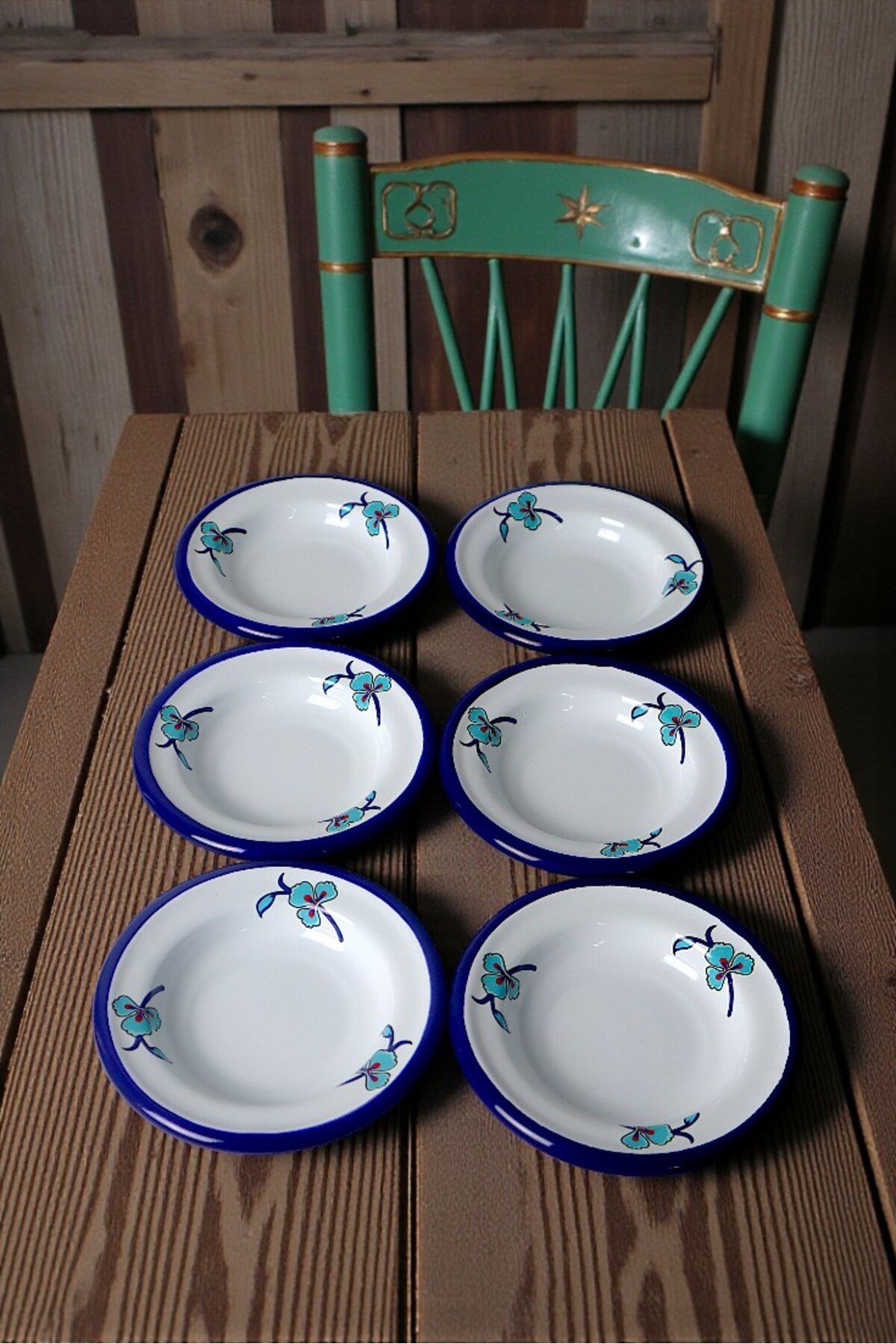 6 Parça 14Cm Emaye Tabak Set ,Kahvaltı Tabağı,Reçellik, Zeytin, Peynir Tabağı, Çeyiz
