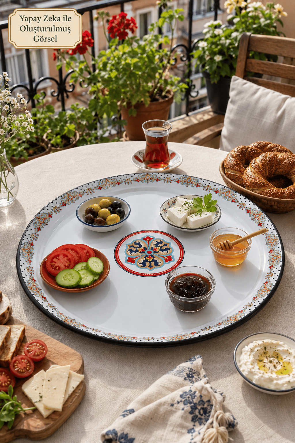 70 No Emaye Sini Sofra, Yemek Sunum Tepsi, Yer Sofrası Çinko ~68 Cm