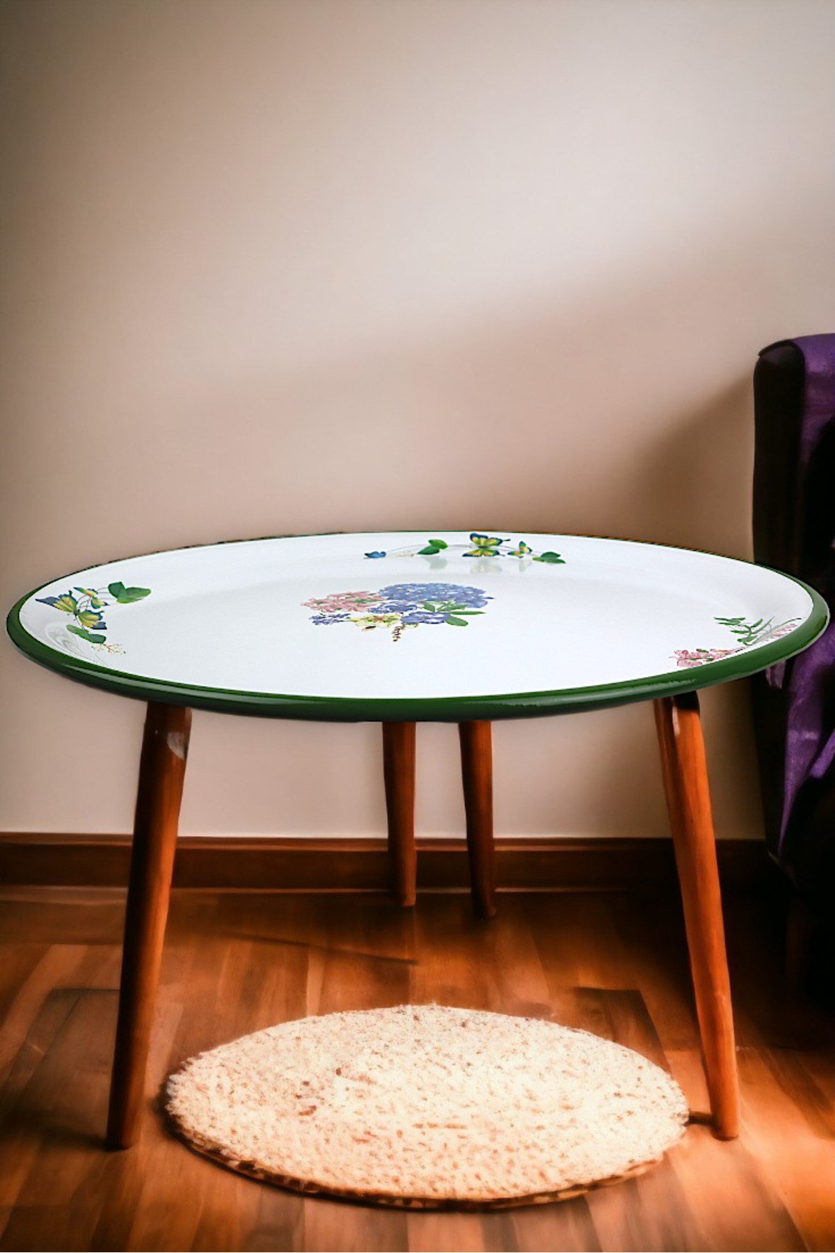 70 No Emaye Sini Sofra, Yemek Sunum Tepsi, Yer Sofrası Çinko ~68 Cm 1mm kalın ürün