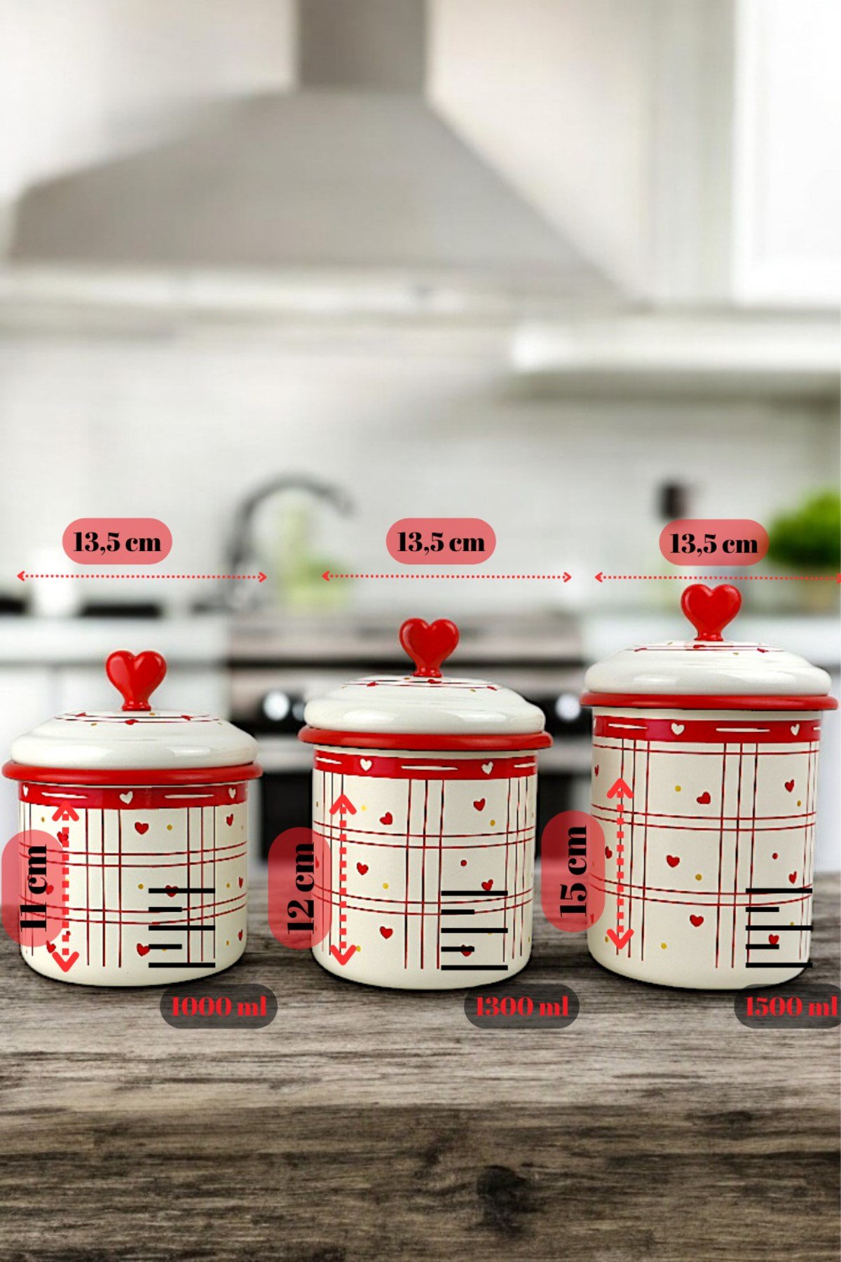 Emaye Kavanoz Kapaklı-1 /-1.3 / -1.5 Litre-baharatlık, Çeyiz ,Yoğurt Mayalama, Çok Amaçlı Kavanoz