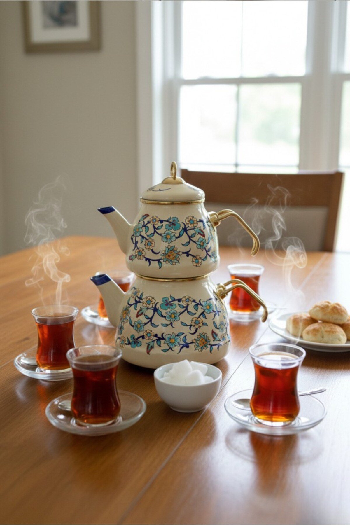 Menekşe Desen Çaydanlık