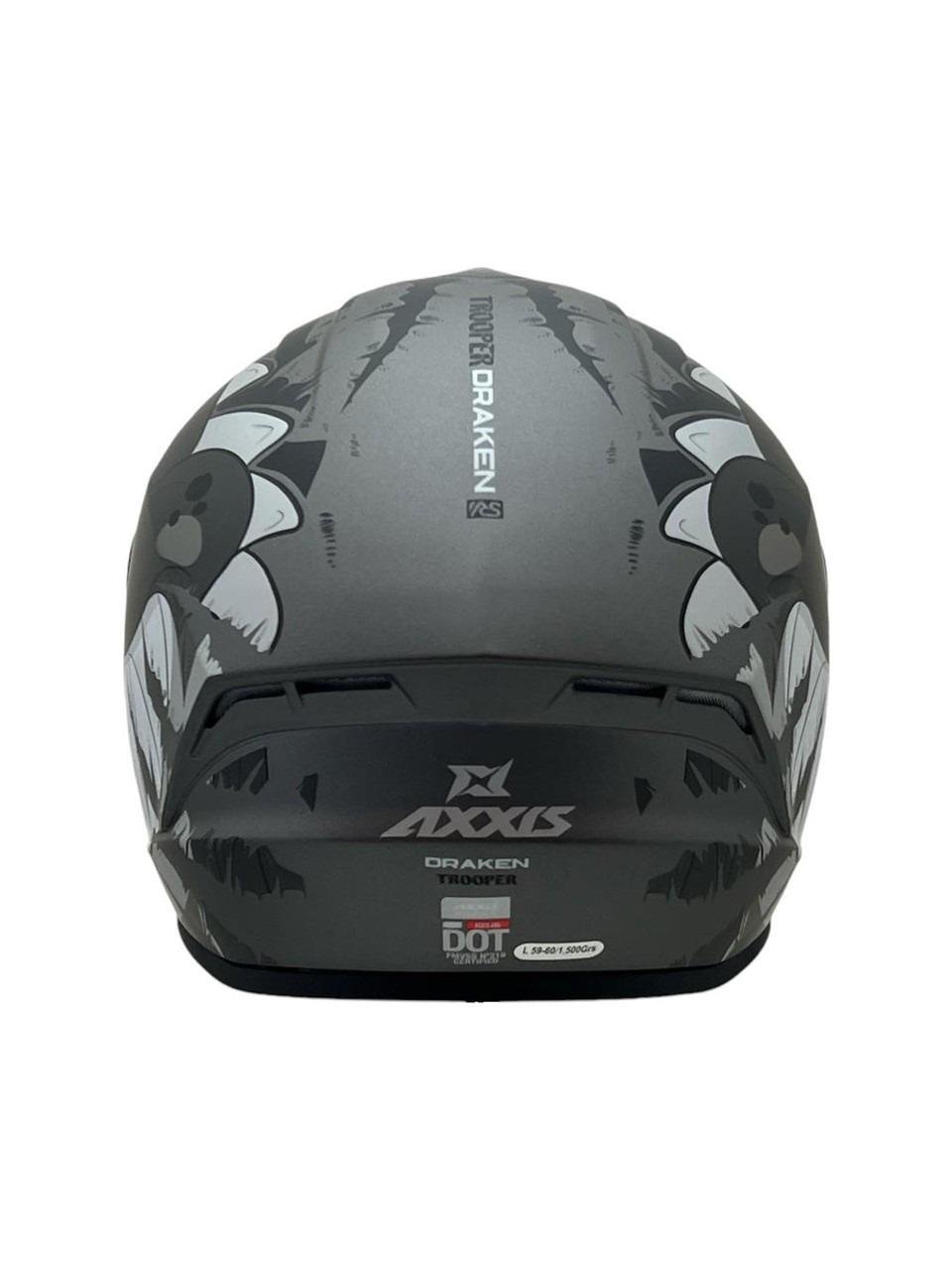 AXXIS DRAKEN S TROOPER D2 MAT GRİ KASK