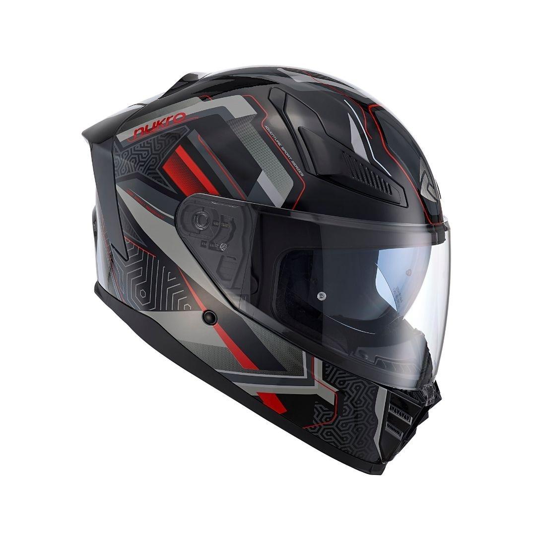 NUKRO FLASH RED BLACK KAPALI KASK S BEDEN