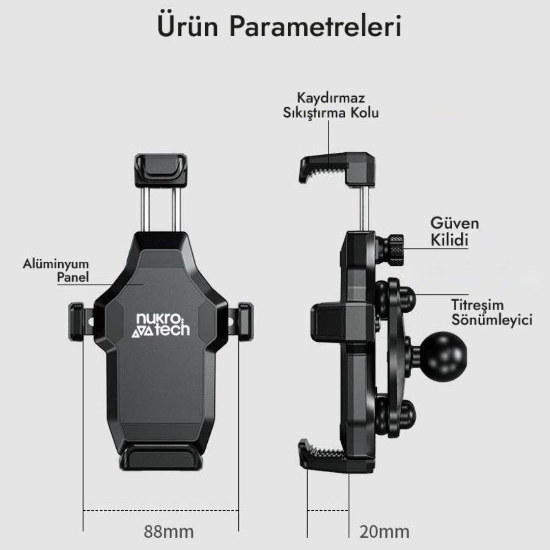 NUKROTECH M25 GİDON BAĞLANTILI TİTREŞİM MODÜLLÜ TELEFON TUTUCU