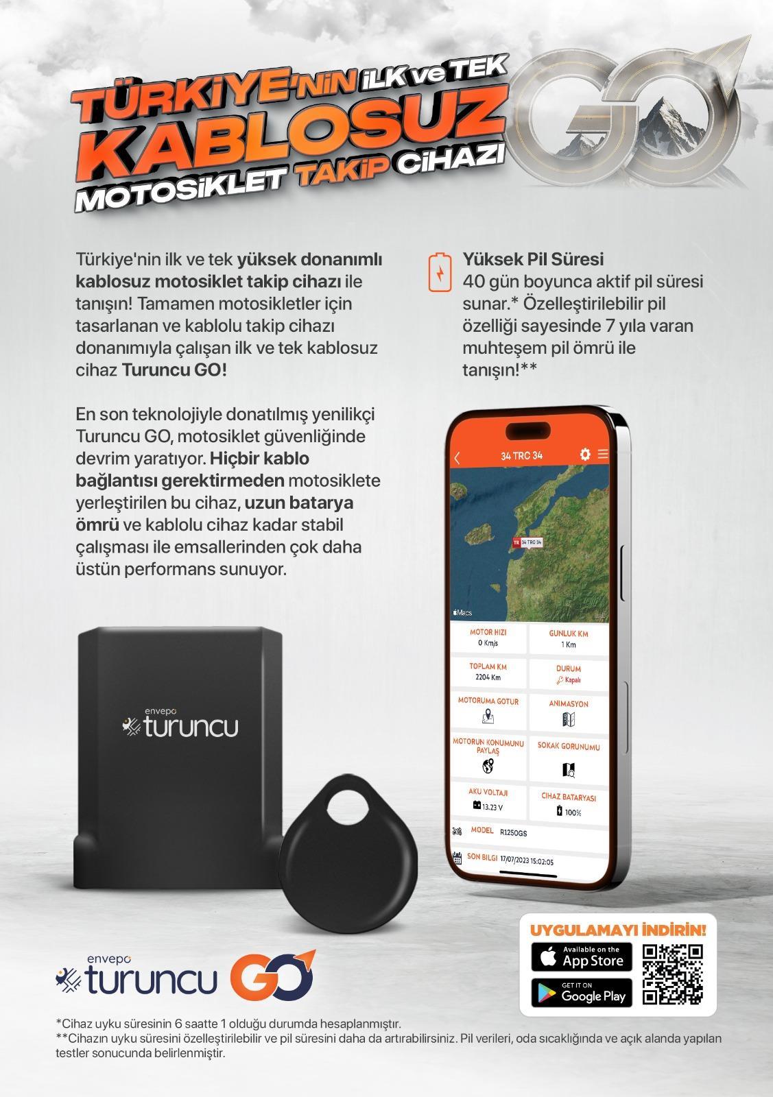 TURUNCU GO KABLOSUZ MOTORSİKLET TAKİP CİHAZI