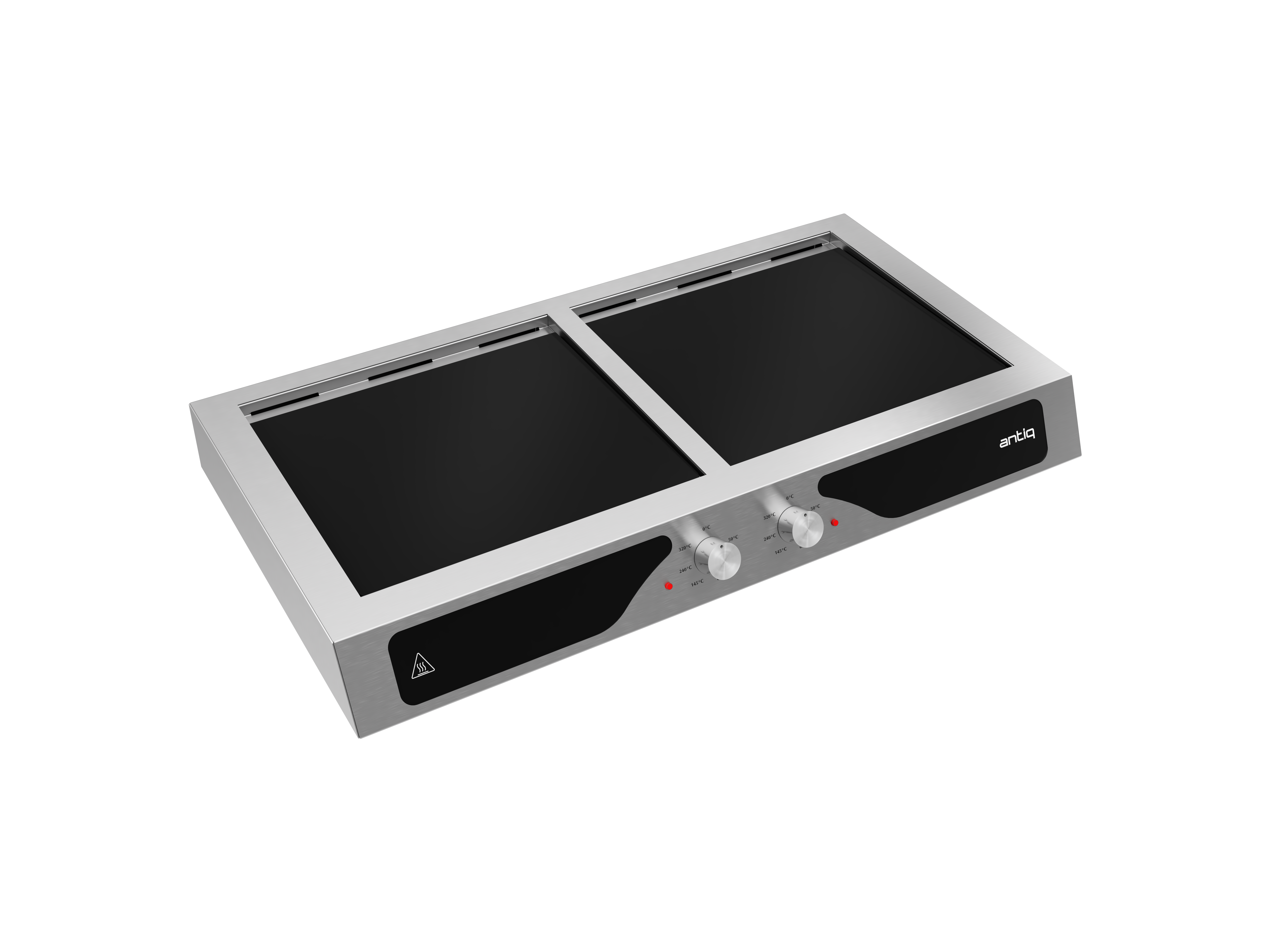 Antiq Aura Çiftli Tezgah Üstü Elektrikli Cam Barbekü - Düz+Düz Cam 78 cm