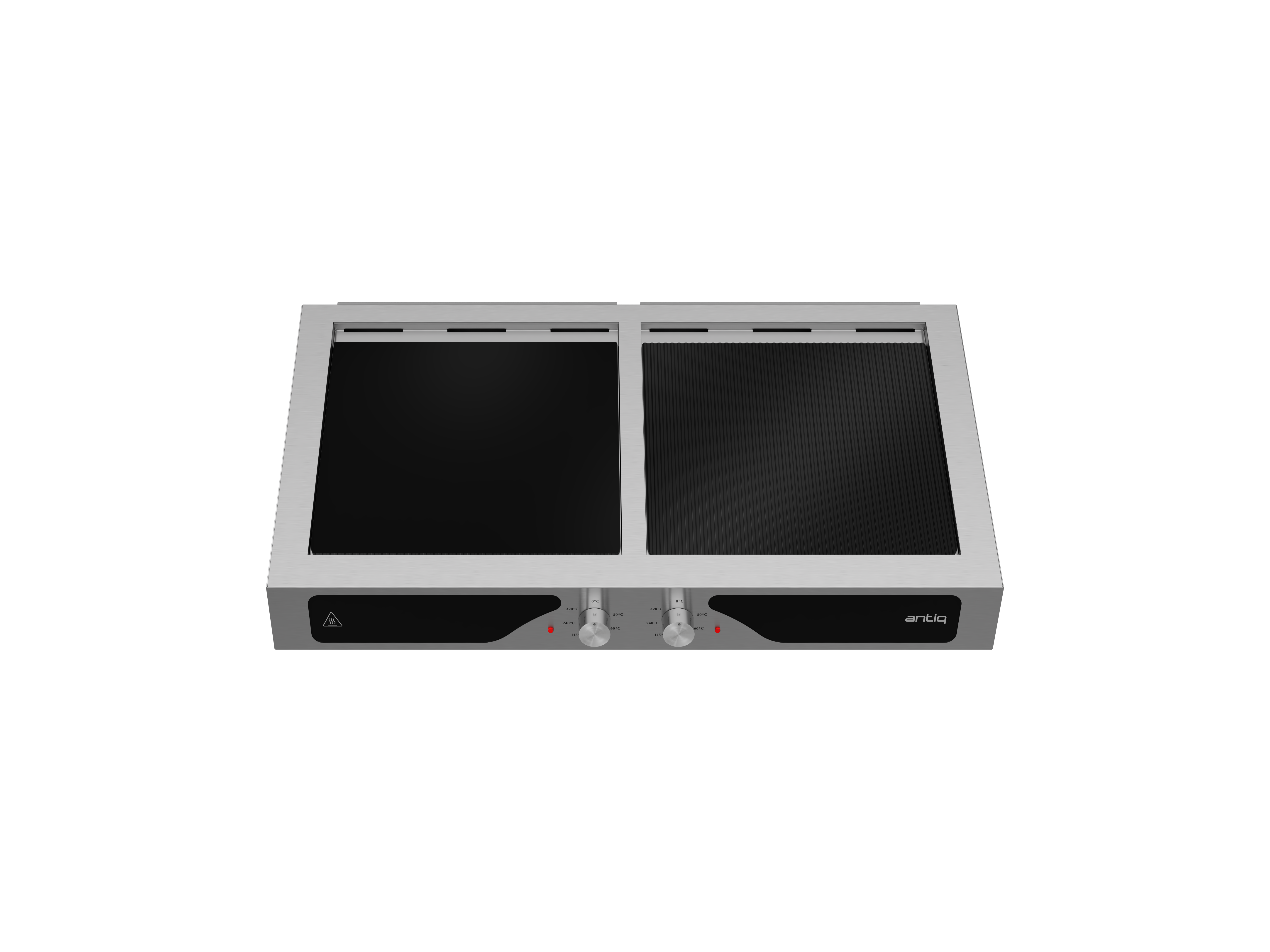 Antiq Aura Çiftli Tezgah Üstü Elektrikli Cam Barbekü - Düz+Grill Cam 78 cm