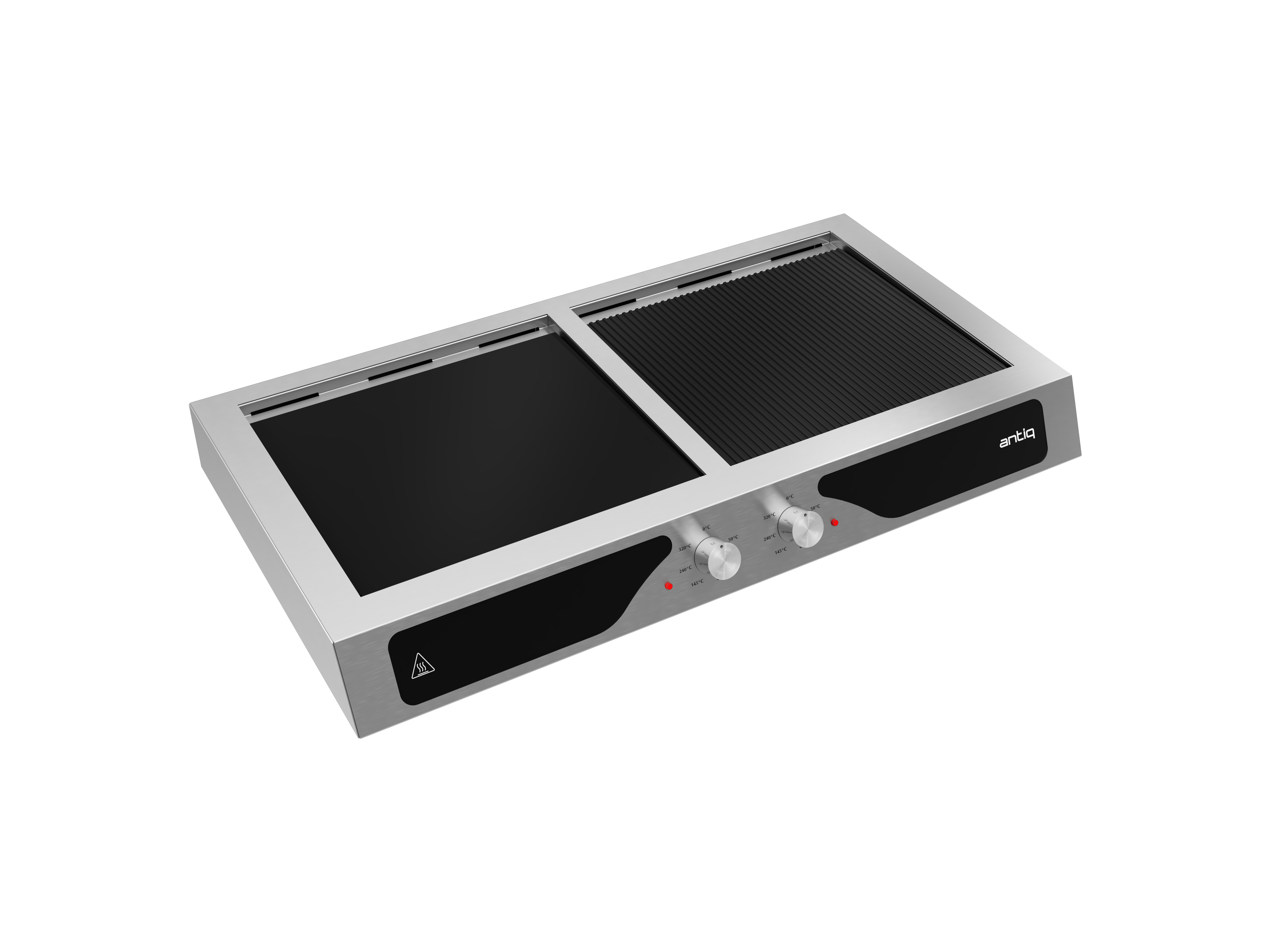 Antiq Aura Çiftli Tezgah Üstü Elektrikli Cam Barbekü - Düz+Grill Cam 78 cm