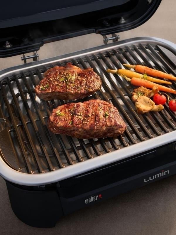 Weber Lumin™ Compact Elektrikli Izgara – 1 500 W | 315 °C Sear | Smoke-Steam-Keep Warm