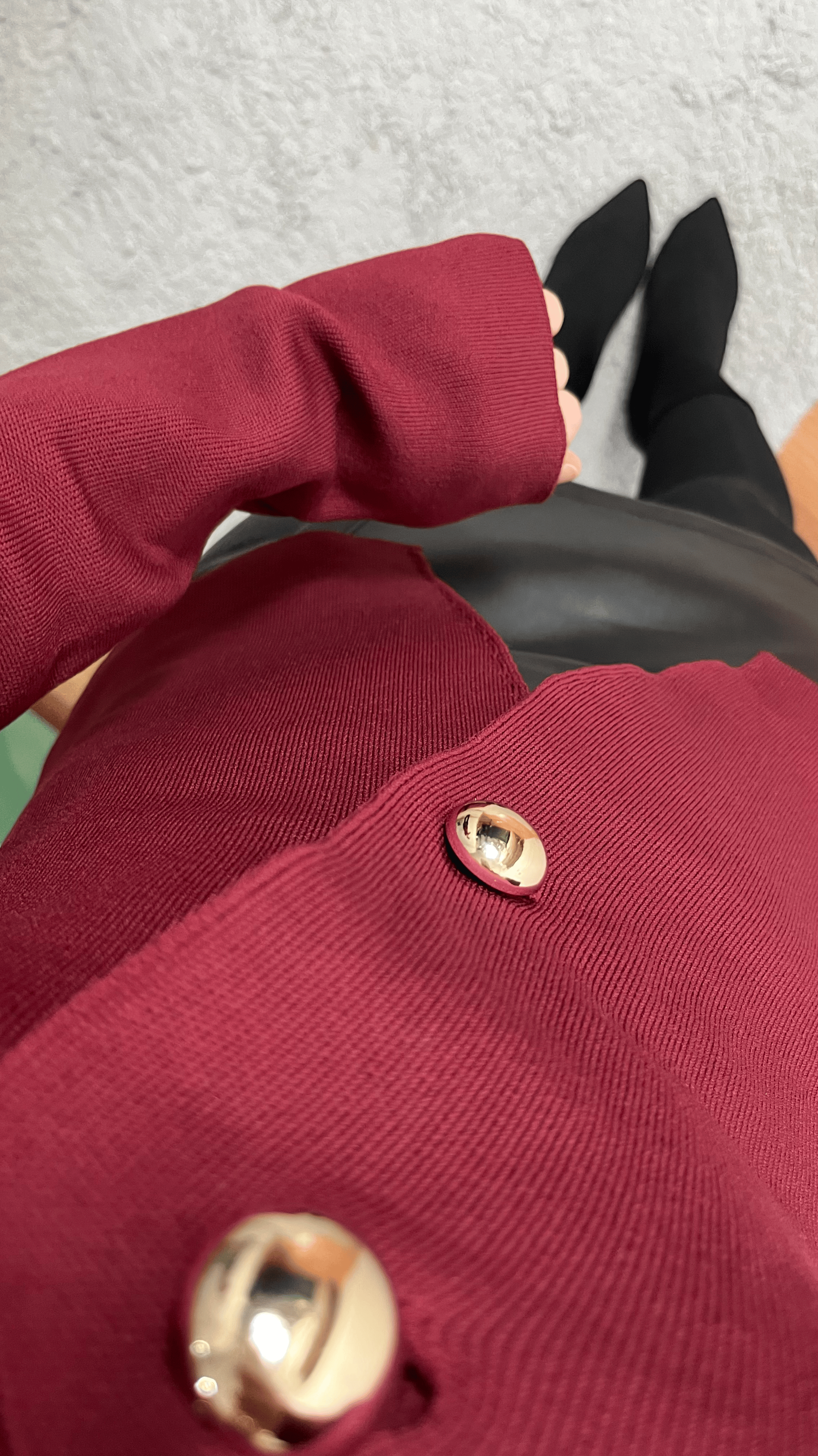 BORDO DÜĞMELİ HIRKA BLUZ