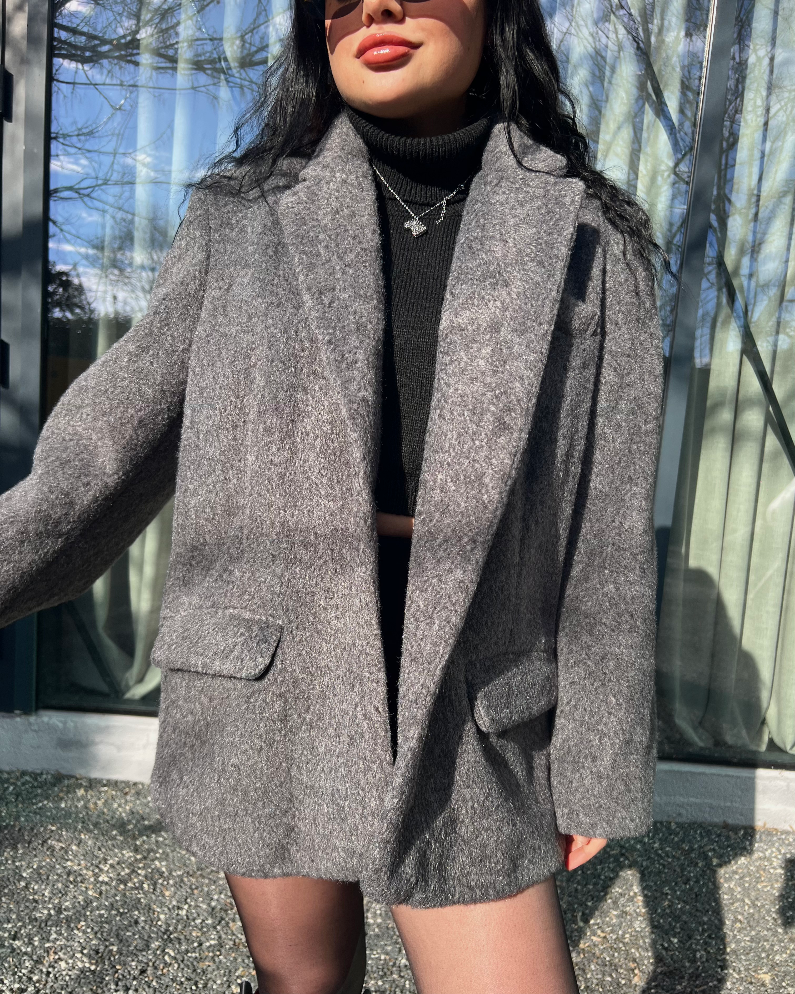 FÜME BLAZER YÜNLÜ CEKET