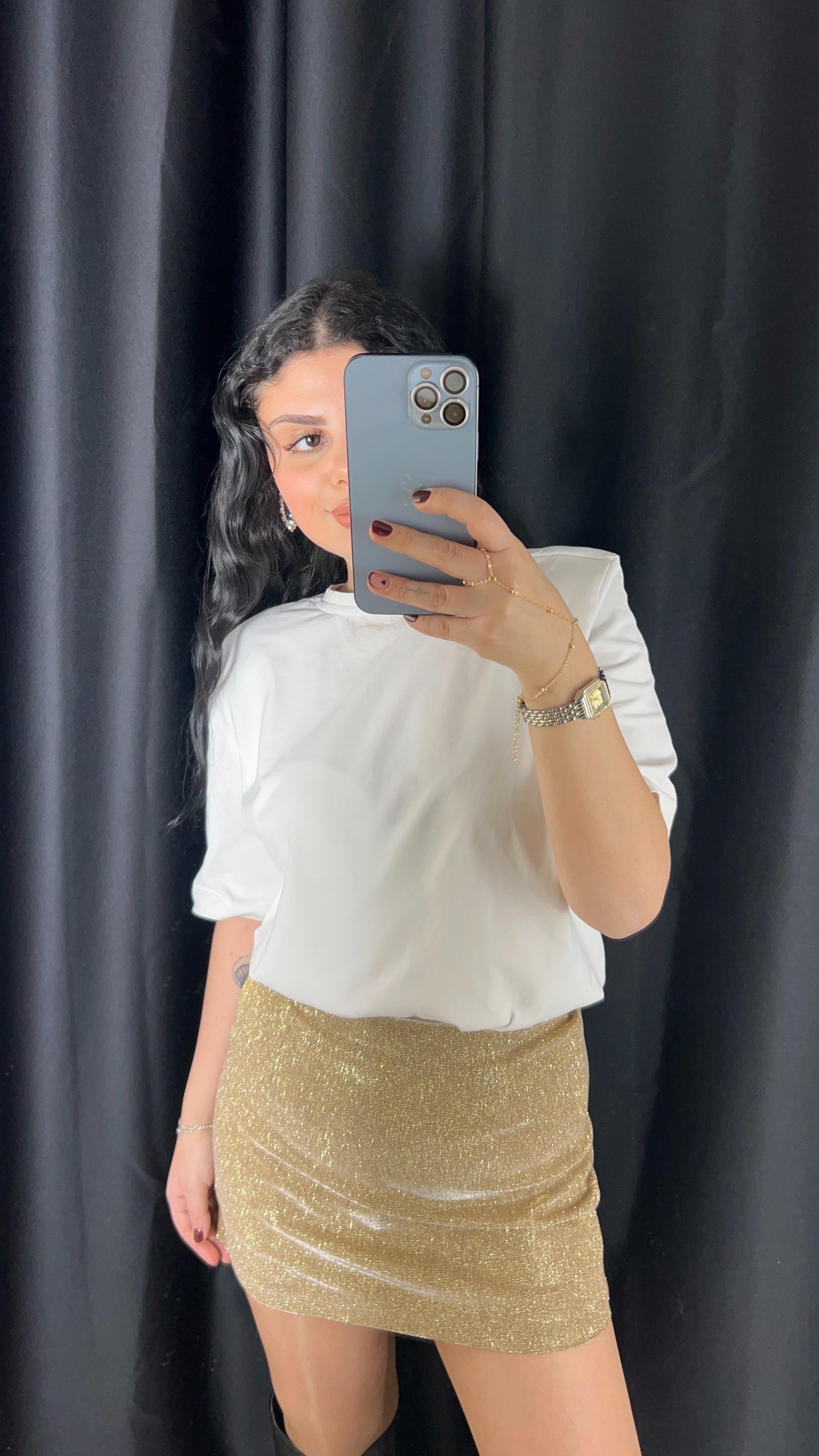 GOLD SİMLİ ŞORT ETEK