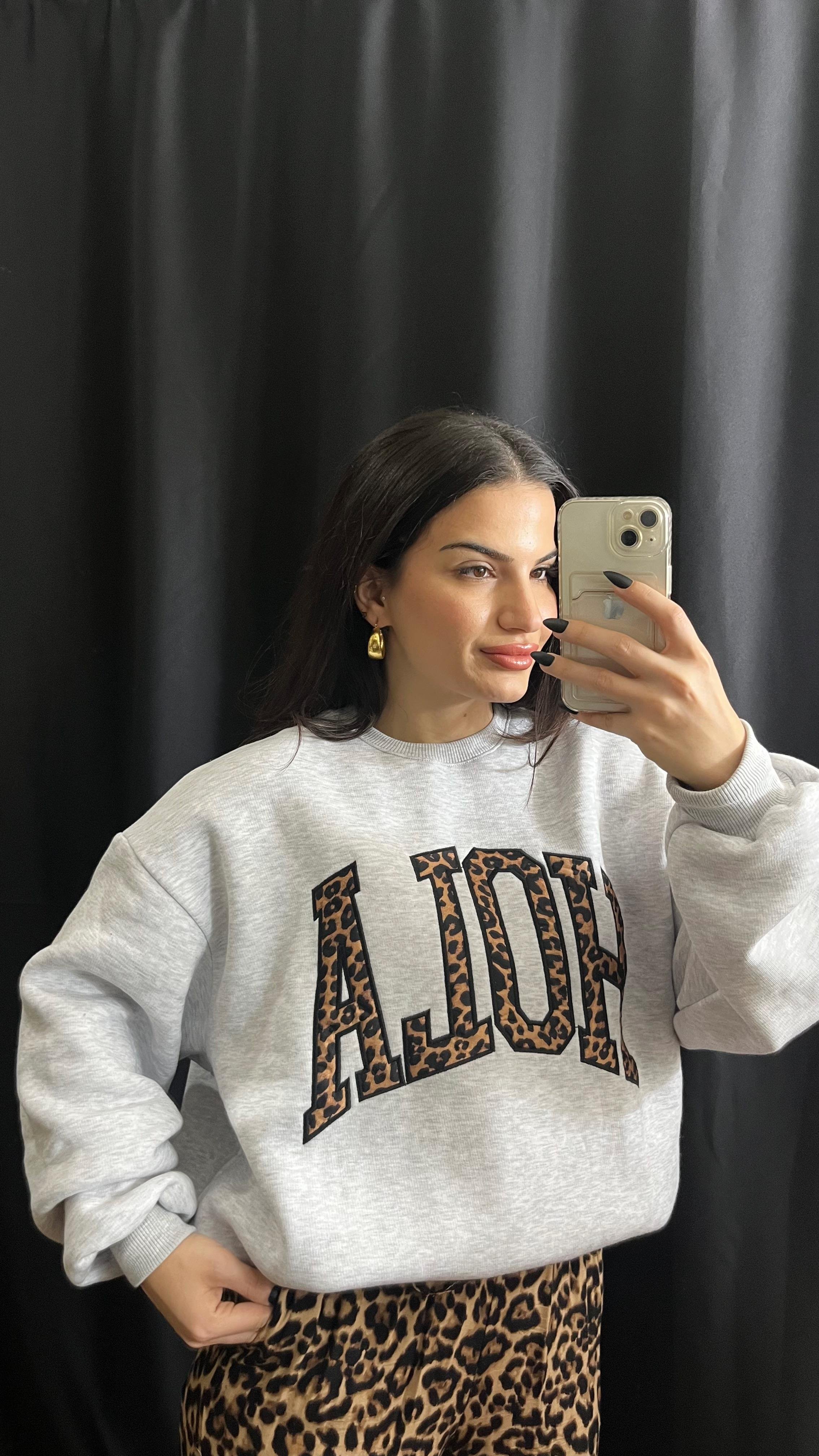 GRİ ÜÇ İPLİK ŞARDONLU HOLA SWEATSHIRT