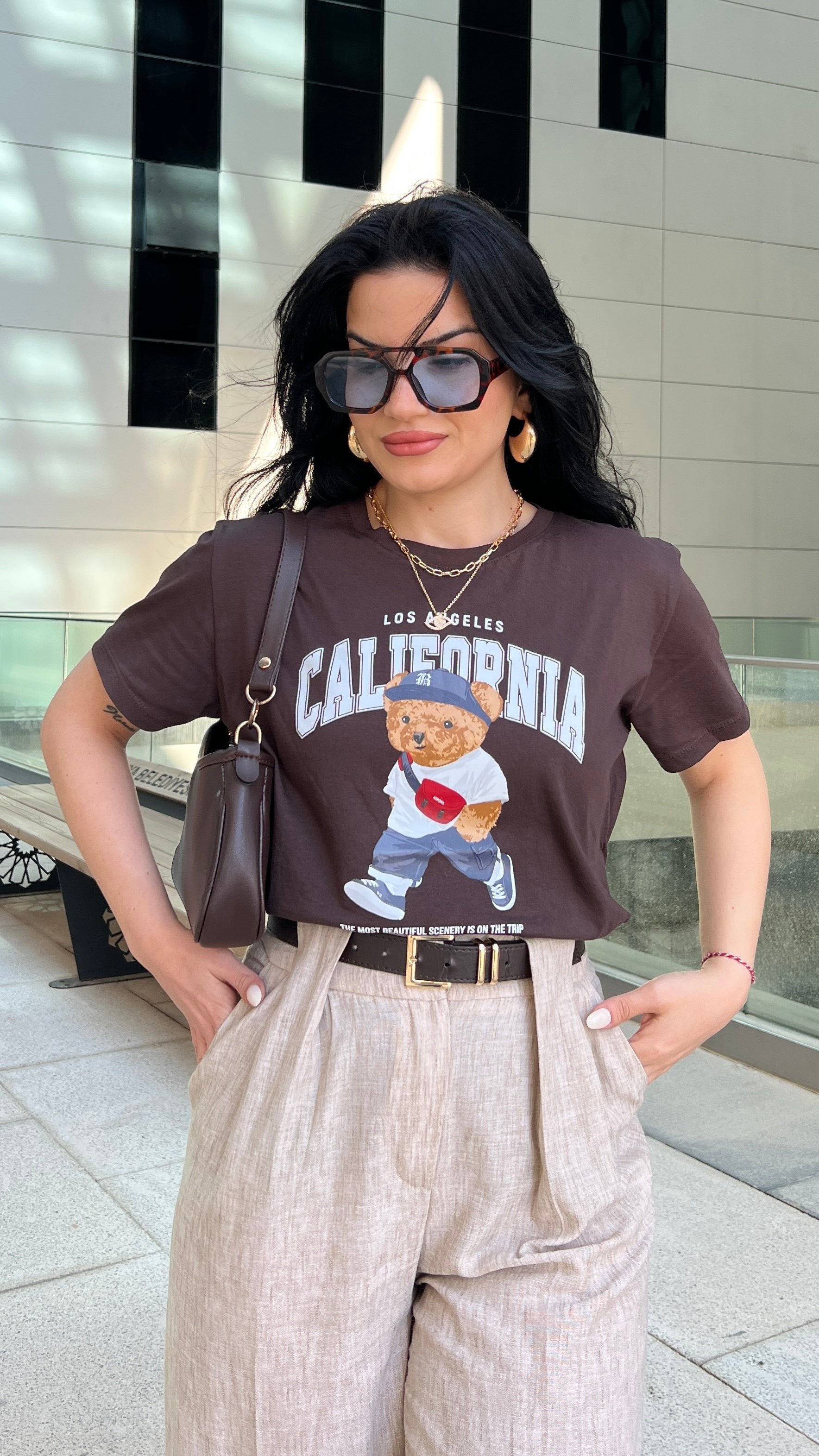 KAHVERENGİ CALIFORNIA BEAR TSHIRT 