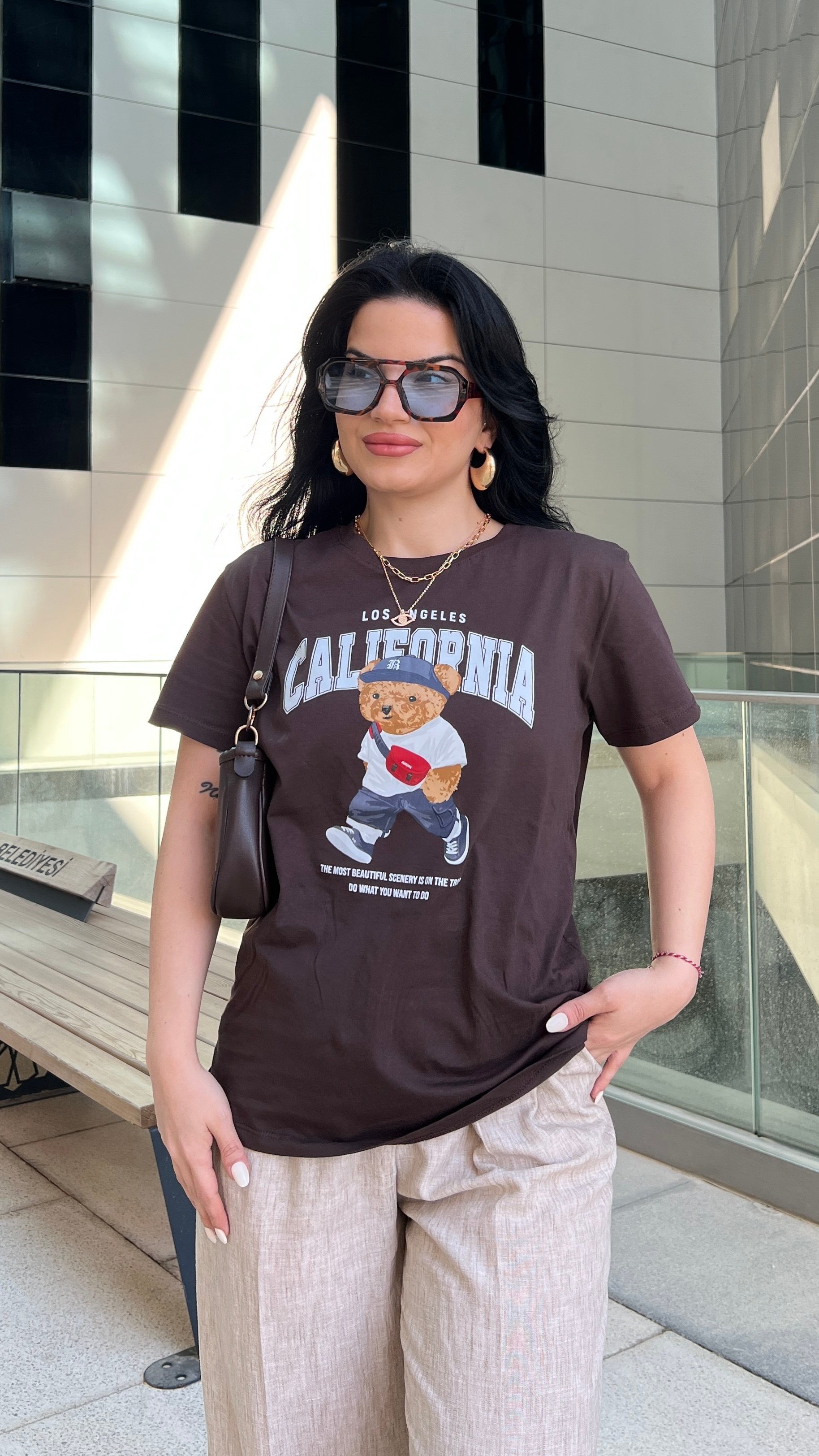 KAHVERENGİ CALIFORNIA BEAR TSHIRT 